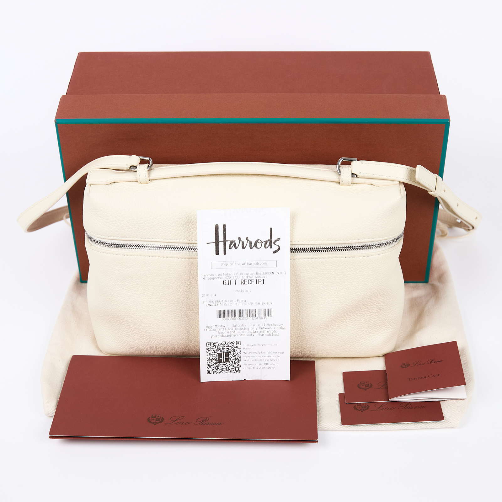 諾悠翩雅 LORO PIANA Extra Pocket L27 手提肩背包 FAN4043 白牛皮L27包 原廠盒子/防塵袋/收據/背帶