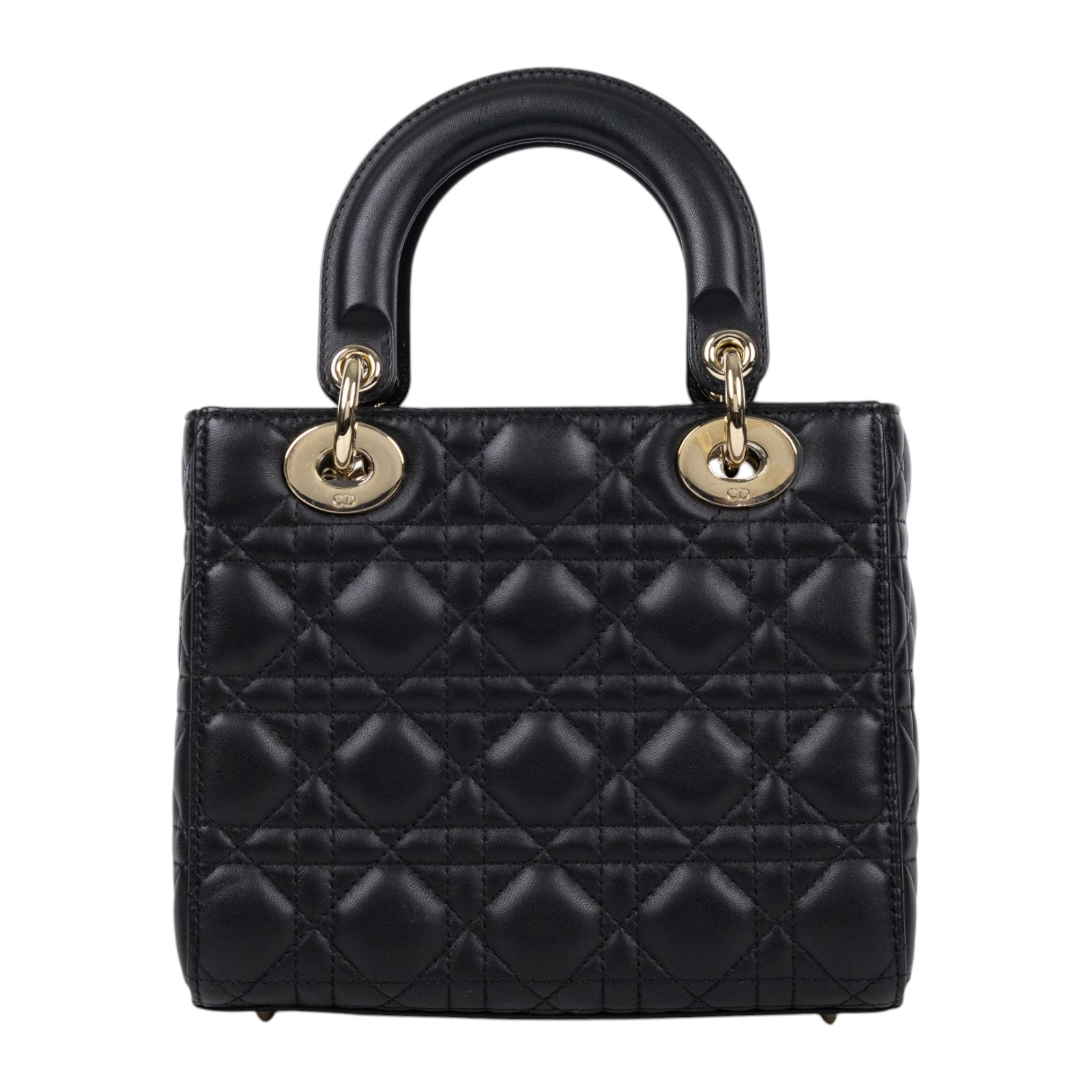 迪奧 CHRISTIAN DIOR Lady Dior My ABCDior 小型 肩背 手提包 羊皮  黑金LADY DIOR 5X4 背帶/防塵袋
