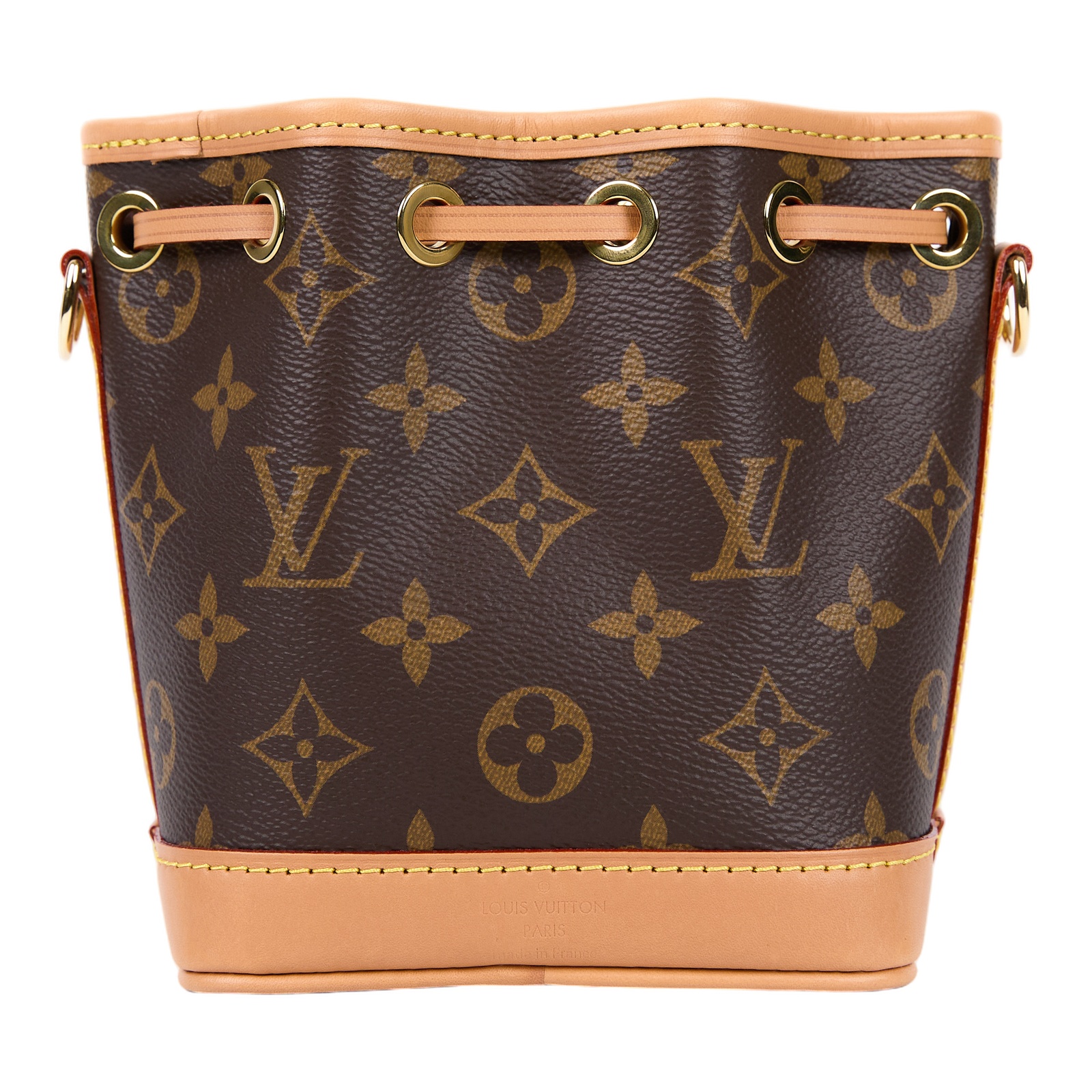 路易威登 LOUIS VUITTON Nano Noé 原花 束口水桶包 M81266 晶片款 原花Nano Noé 原廠盒子/防塵袋/背帶3/購買證明影本