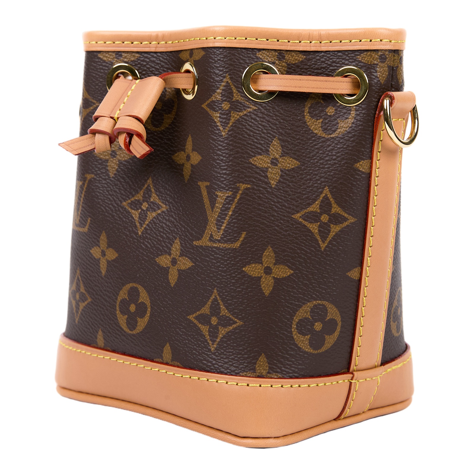 路易威登 LOUIS VUITTON Nano Noé 原花 束口水桶包 M81266 晶片款 原花Nano Noé 原廠盒子/防塵袋/背帶3/購買證明影本