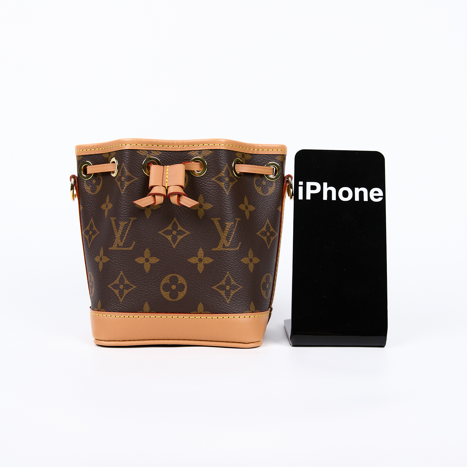 路易威登 LOUIS VUITTON Nano Noé 原花 束口水桶包 M81266 晶片款 原花Nano Noé 原廠盒子/防塵袋/背帶3/購買證明影本