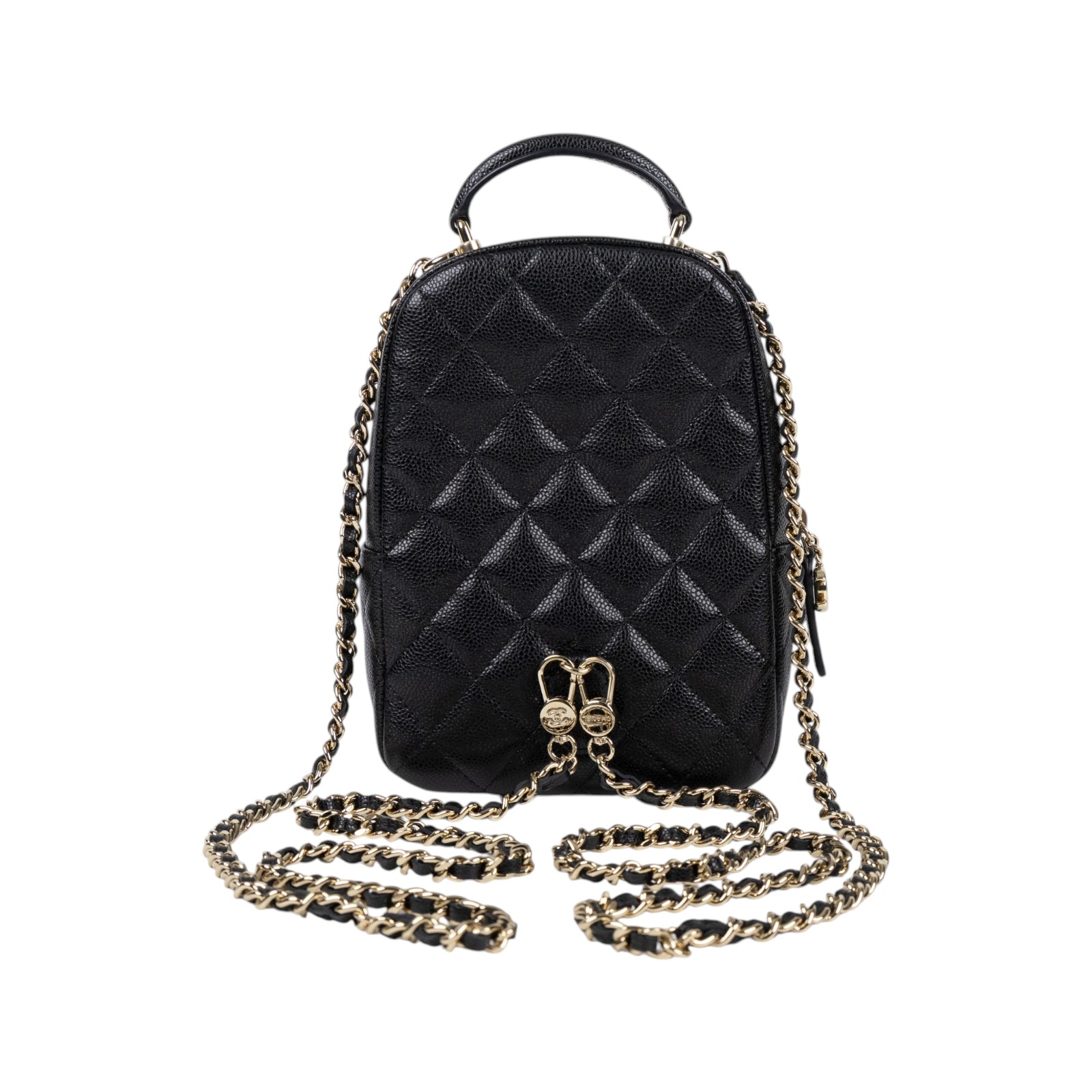 香奈兒 CHANEL 經典 迷你 後背包 AP3753 晶片款 黑淡金荔枝迷你後背包 原廠盒子/防塵袋