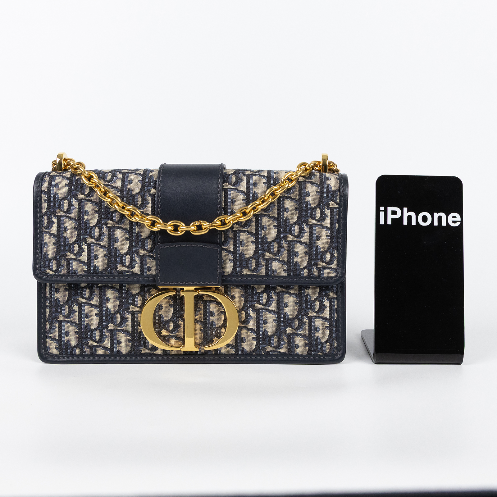 迪奧 CHRISTIAN DIOR 30 Montaigne 鏈帶 肩背手提包 M9208UTZQ 藍緹花蒙田30鏈帶包 防塵袋/保證卡