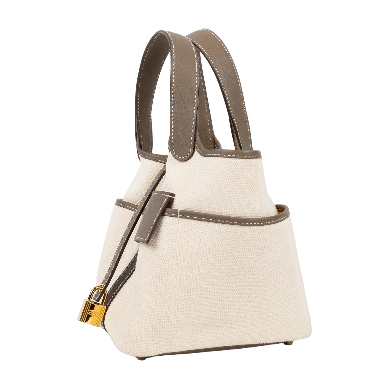 愛馬仕 Hermes Picotin Lock 18 菜籃子包 金色五金 米色 大象灰色 H083189CCAX K MI 003 IA  鎖組