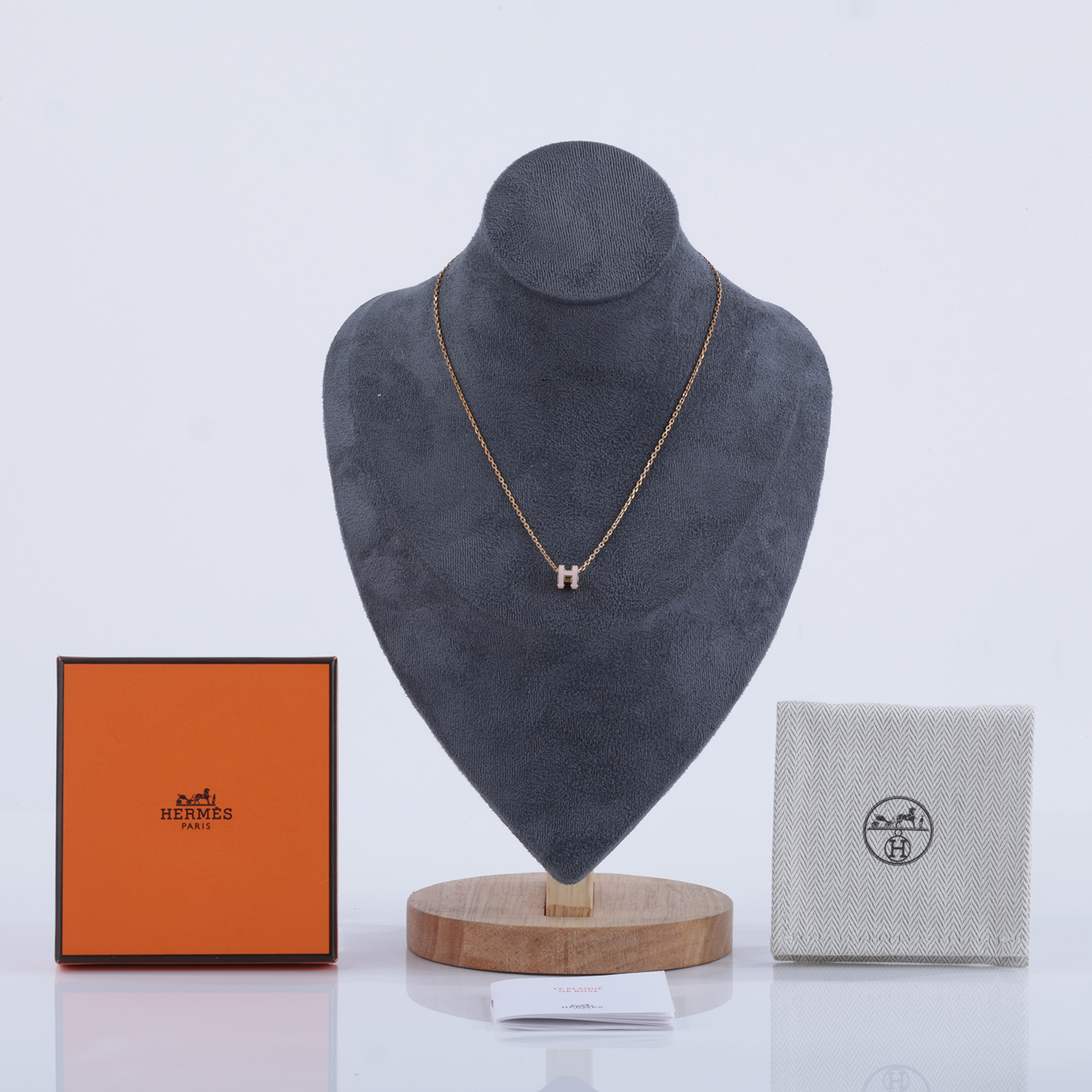 愛馬仕 Hermes Mini Pop H 墜飾 POPHPMINI GD 02 95 粉MINI POP H項鍊 原廠盒子/防塵袋/內襯