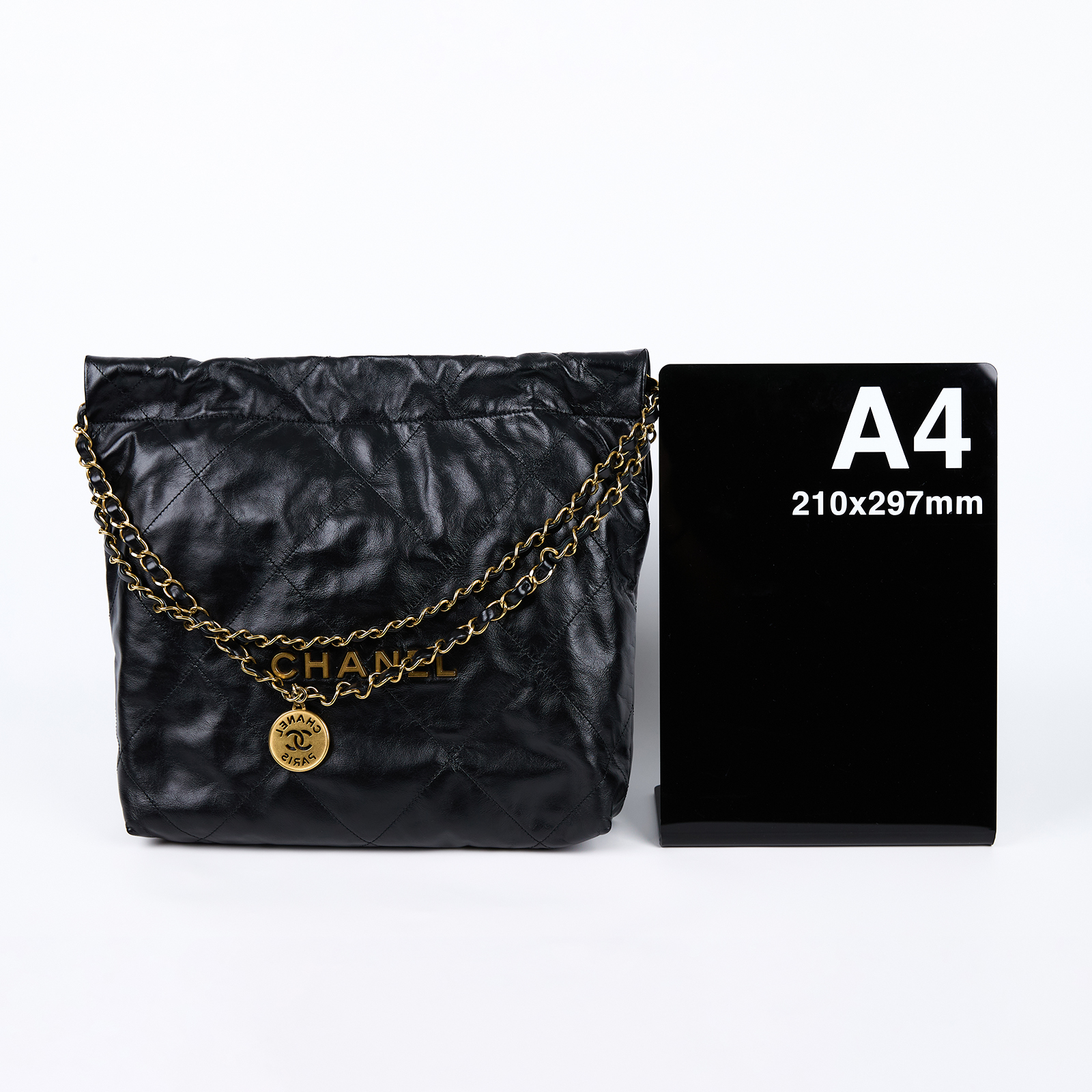 香奈兒 CHANEL 22 小型 流浪包 肩背包 AS3260 B08037 晶片款 黑金22包小號 原廠盒子/防塵袋/內袋/購買證明影本