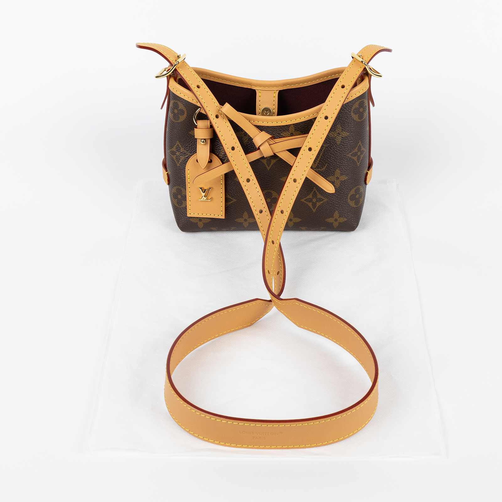 路易威登 LOUIS VUITTON Nano CarryAll Monogram 帆布手袋 金色金屬配件 M2A711 晶片款  背帶