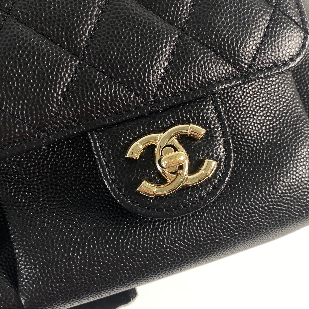 香奈兒 CHANEL 荔枝皮 小書包 迷你後背包 26開黑淡金荔枝小書包 防塵袋 二手精品 - BRAND楓月官方購物網站