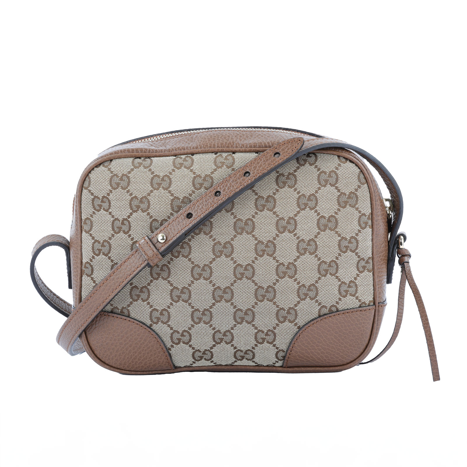 古馳 GUCCI 相機包 449413 咖雙G緹花皮飾邊斜背小方包 無附屬品