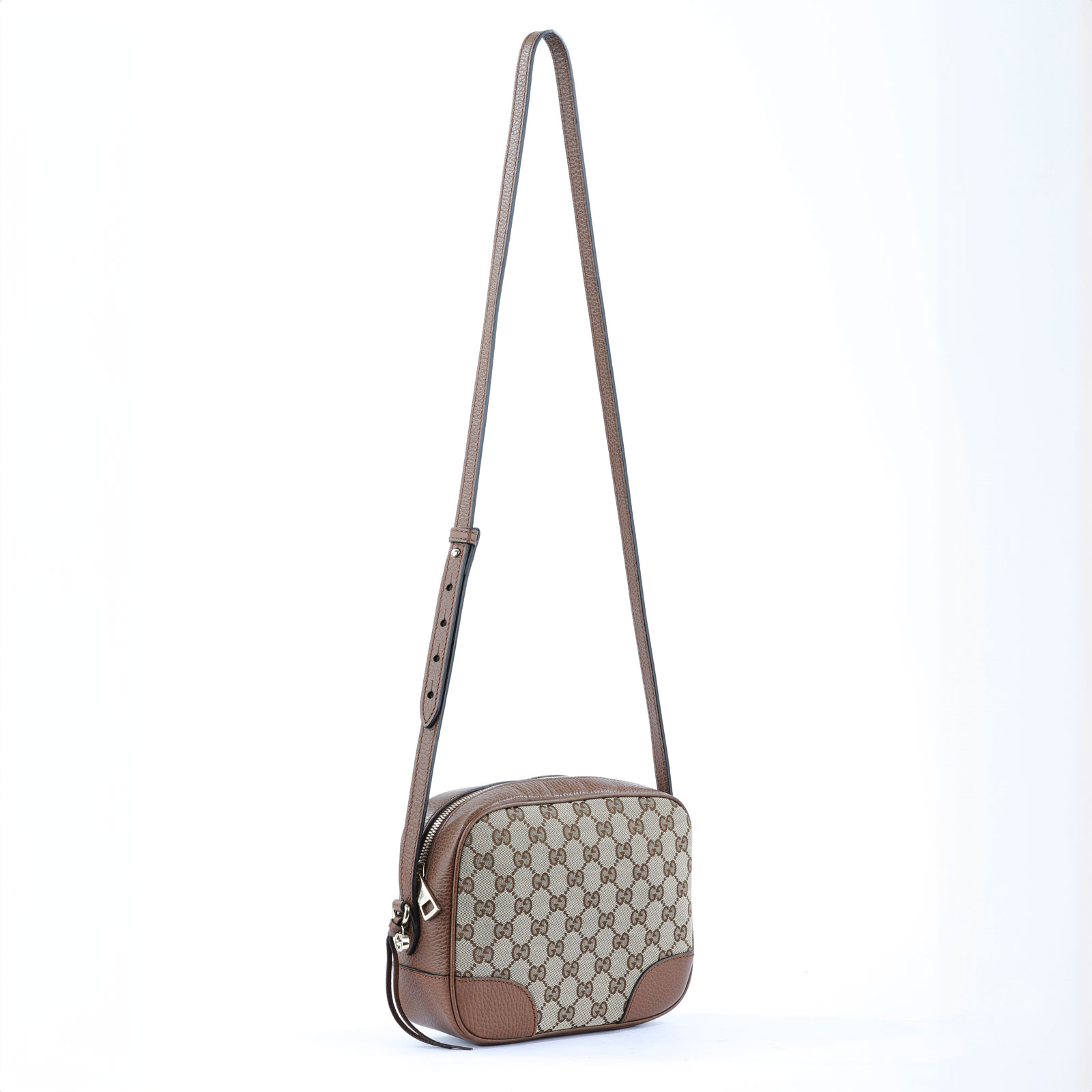 古馳 GUCCI 相機包 449413 咖雙G緹花皮飾邊斜背小方包 無附屬品