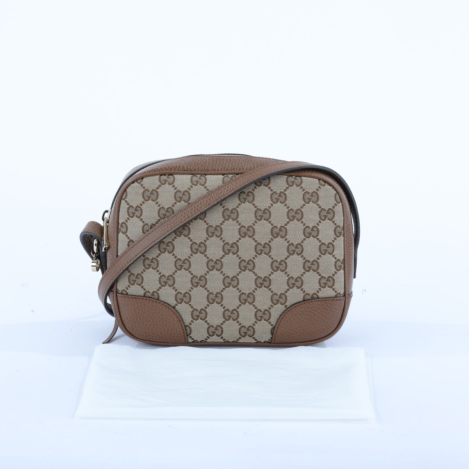古馳 GUCCI 相機包 449413 咖雙G緹花皮飾邊斜背小方包 無附屬品
