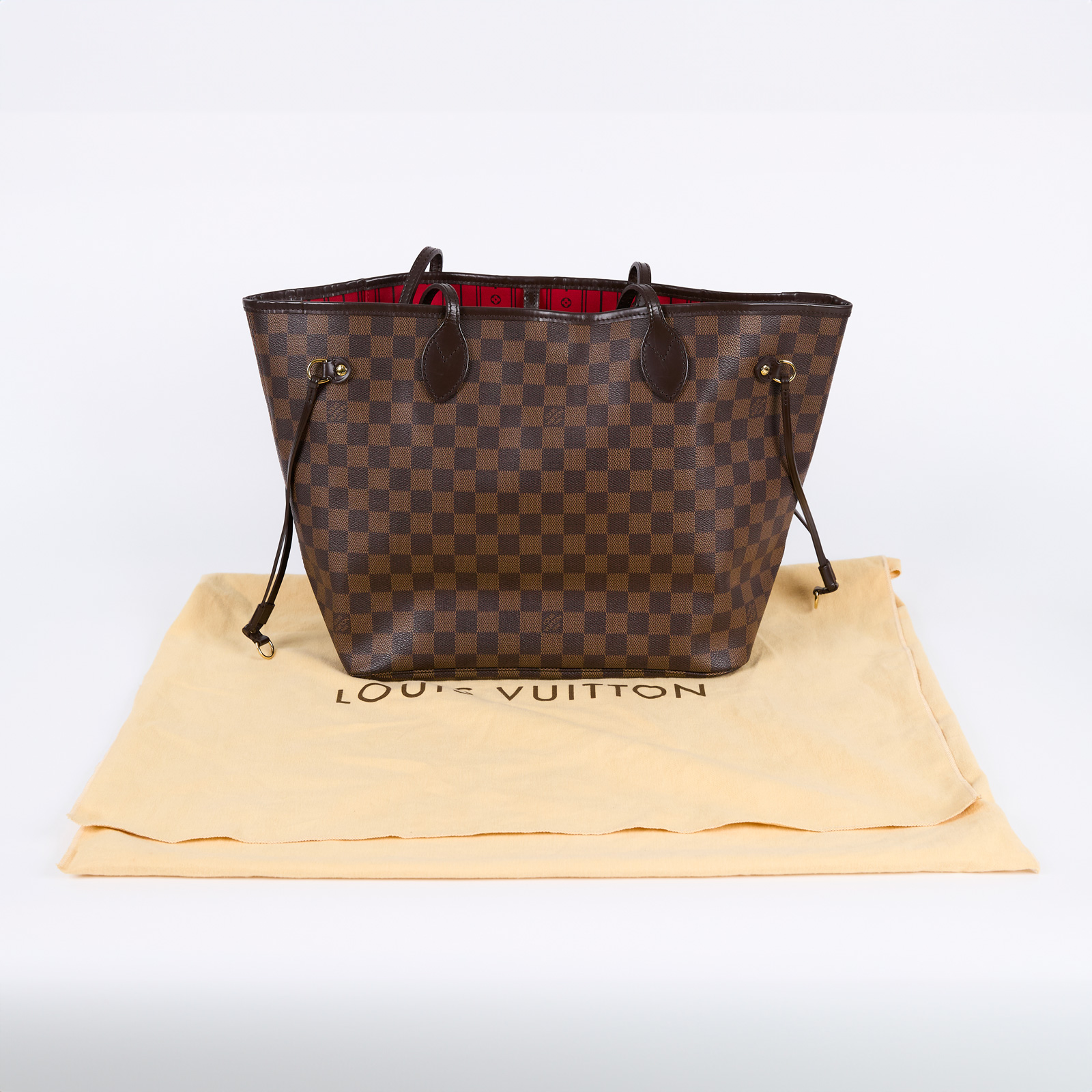路易威登 LOUIS VUITTON 棕棋盤 Neverfull MM 托特包 N51105 棋盤格NEVERFULL MM 防塵袋