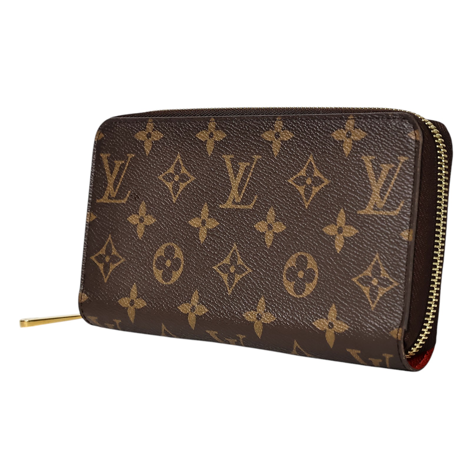 路易威登 LOUIS VUITTON 拉鏈錢包 Monogram帆布 桃紅色 M41895 原花內拚紅拉鍊長夾 防塵袋/原廠盒子