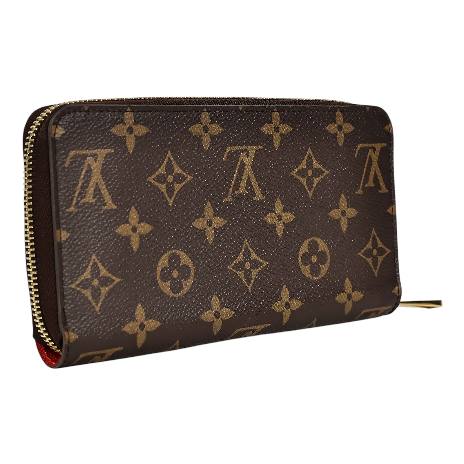 路易威登 LOUIS VUITTON 拉鏈錢包 Monogram帆布 桃紅色 M41895 原花內拚紅拉鍊長夾 防塵袋/原廠盒子
