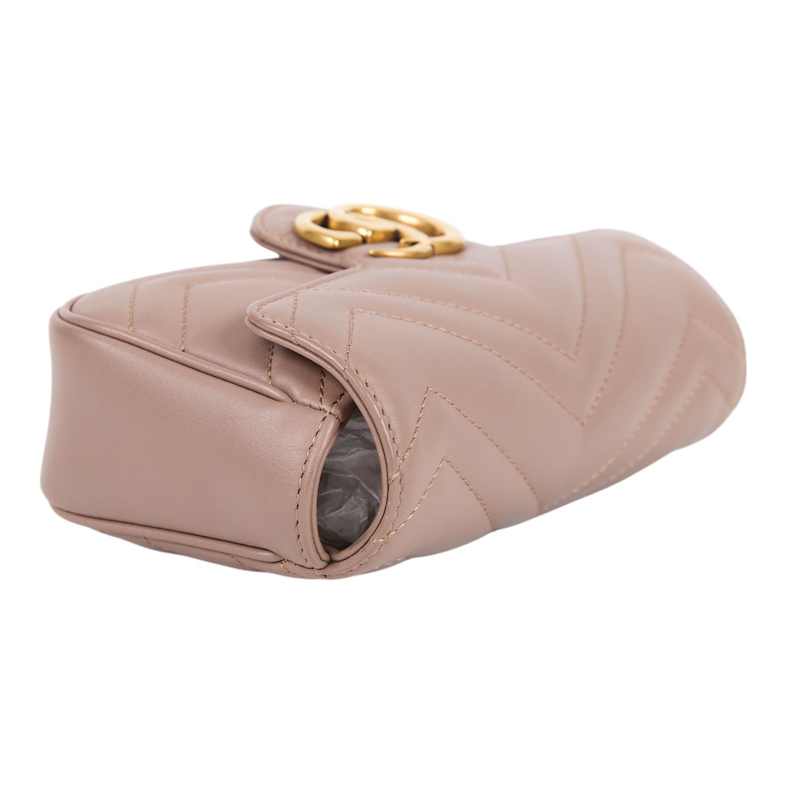 古馳 GUCCI GG Mormont 絎縫 超迷你袋 476433 藕粉MARMONT MINI 無附屬品