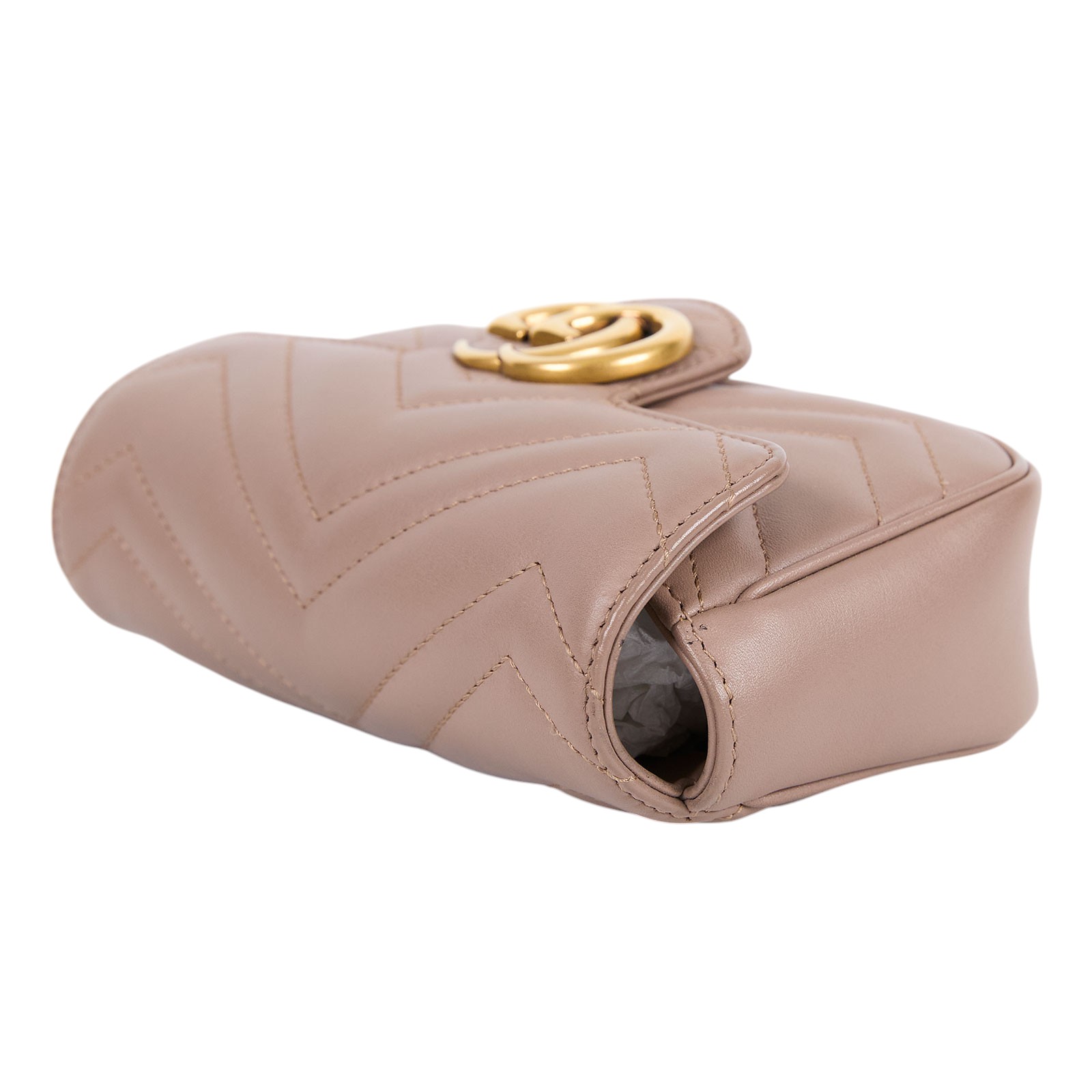 古馳 GUCCI GG Mormont 絎縫 超迷你袋 476433 藕粉MARMONT MINI 無附屬品