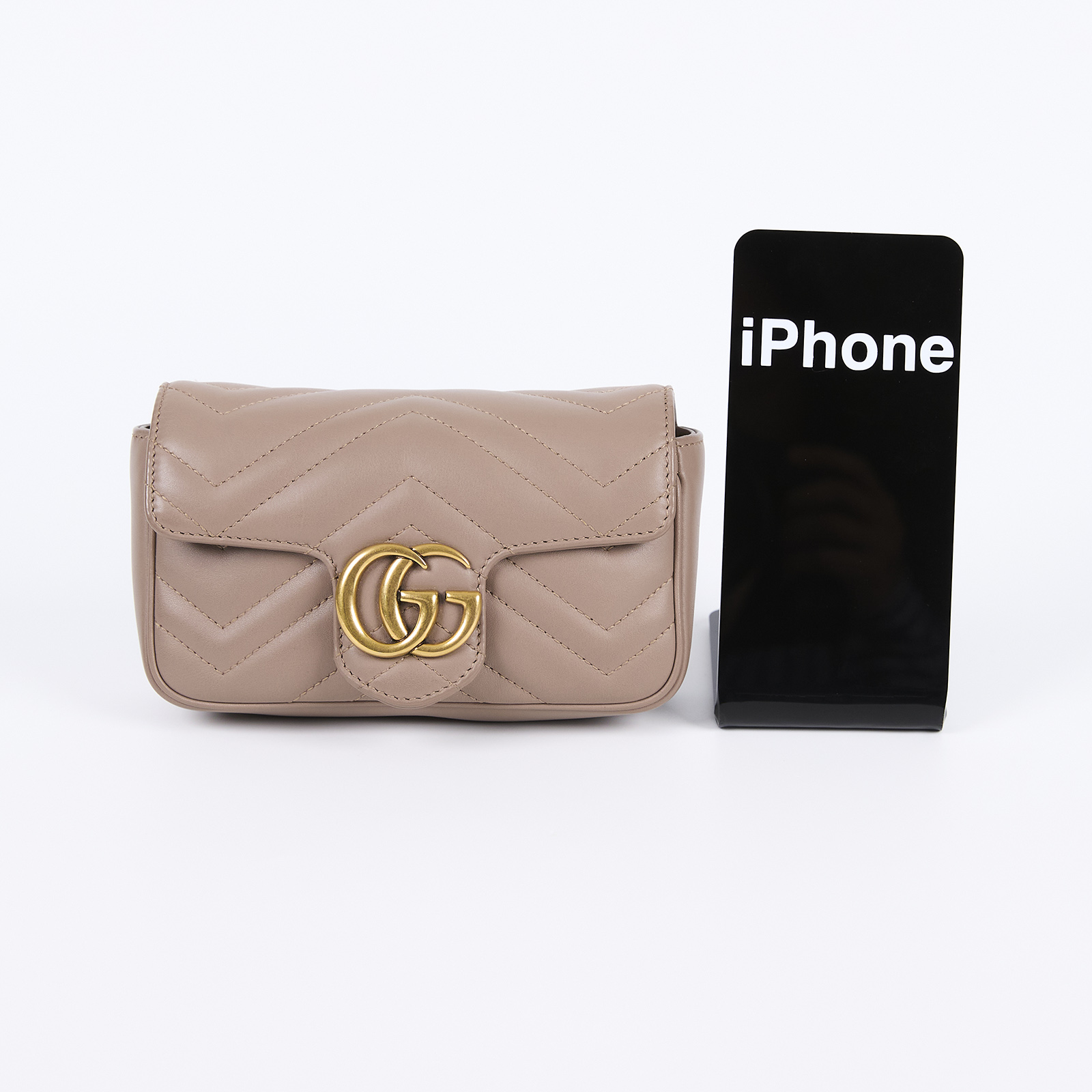 古馳 GUCCI GG Mormont 絎縫 超迷你袋 476433 藕粉MARMONT MINI 無附屬品