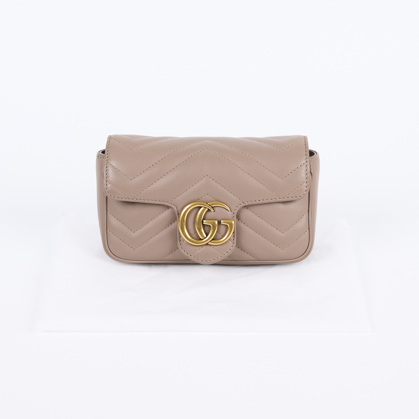 古馳 GUCCI GG Mormont 絎縫 超迷你袋 476433 藕粉MARMONT MINI 無附屬品