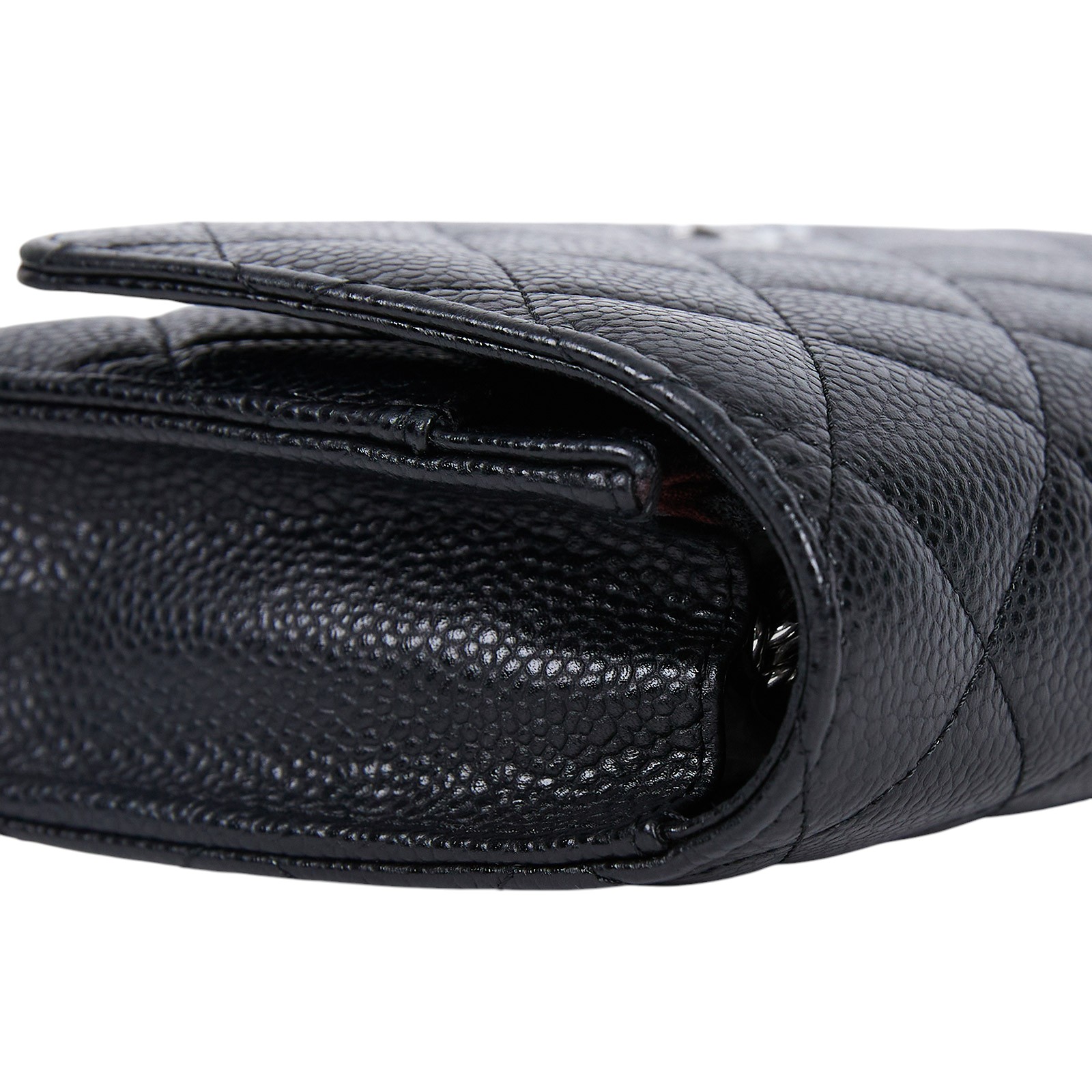 香奈兒 CHANEL 經典鏈子皮夾 菱格紋 CC LOGO AP0250 晶片款 黑銀荔枝WOC 防塵袋/原廠盒子/韓國購買證明正本