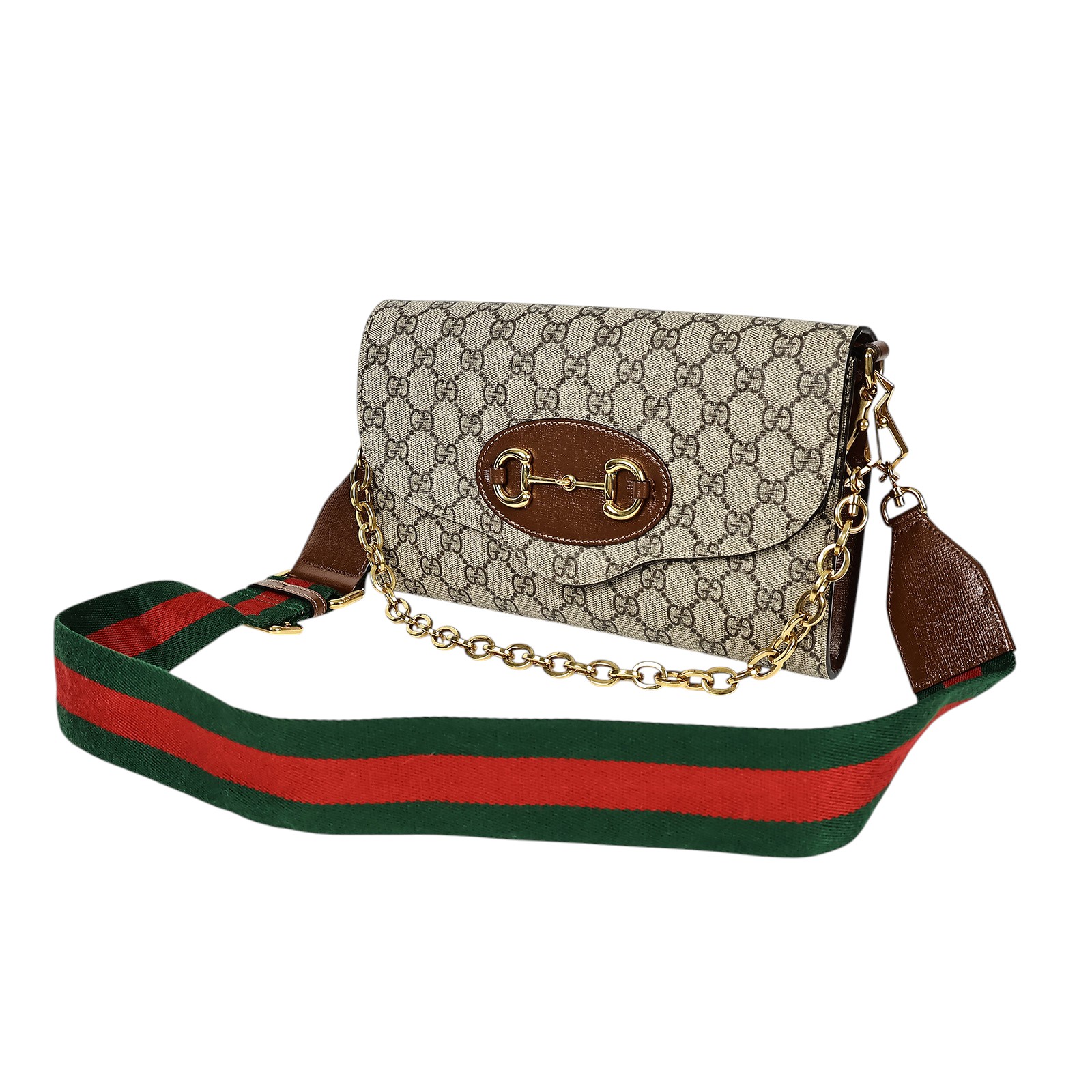 古馳 GUCCI 1955 信封包 677286 1955馬銜釦掀蓋雙背帶斜背包 背帶2/原廠盒子/防塵袋/購買證明正本