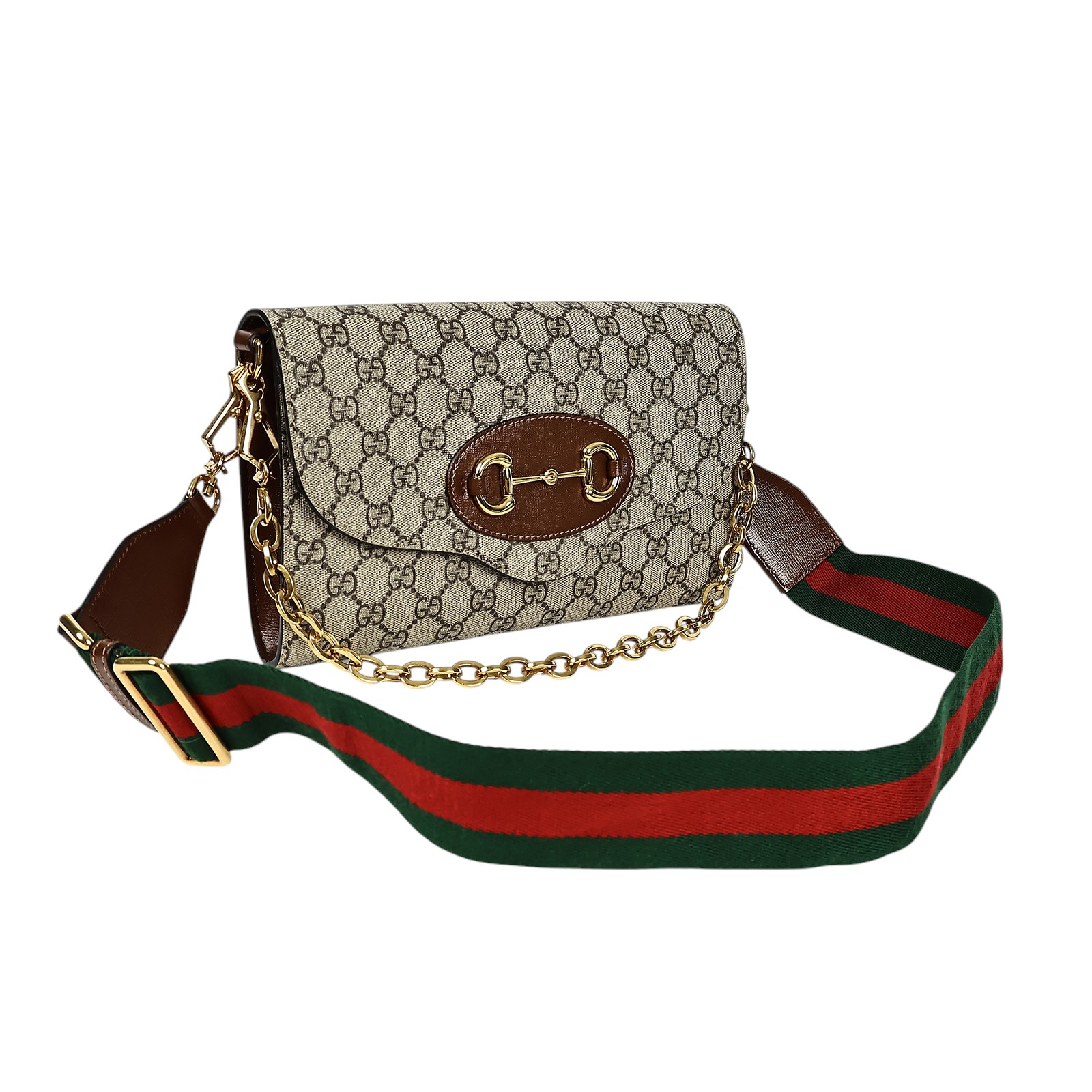 古馳 GUCCI 1955 信封包 677286 1955馬銜釦掀蓋雙背帶斜背包 背帶2/原廠盒子/防塵袋/購買證明正本