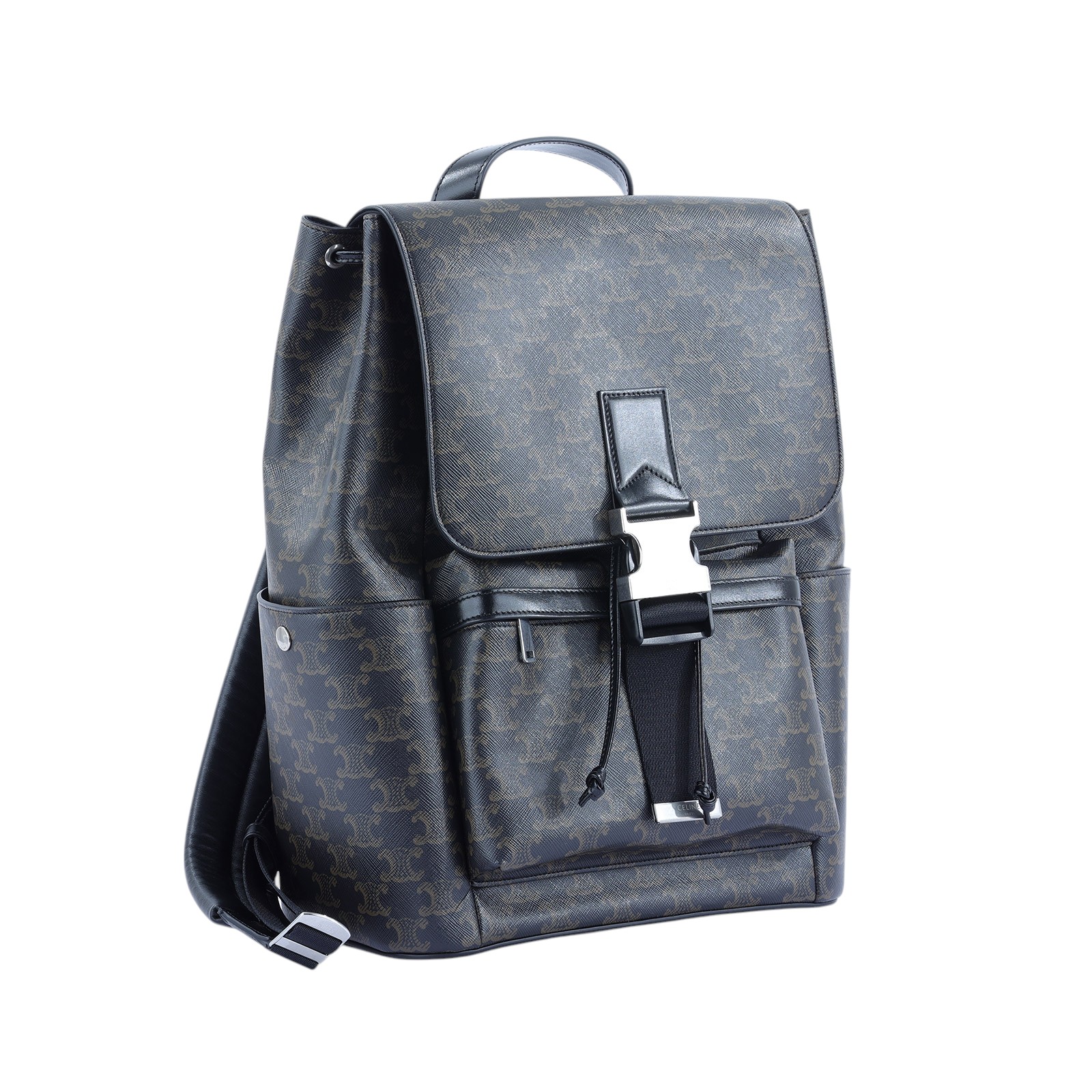 思琳 CELINE 背包 標誌印花 牛皮革 120812GL7 黑凱旋門後背包 防塵袋