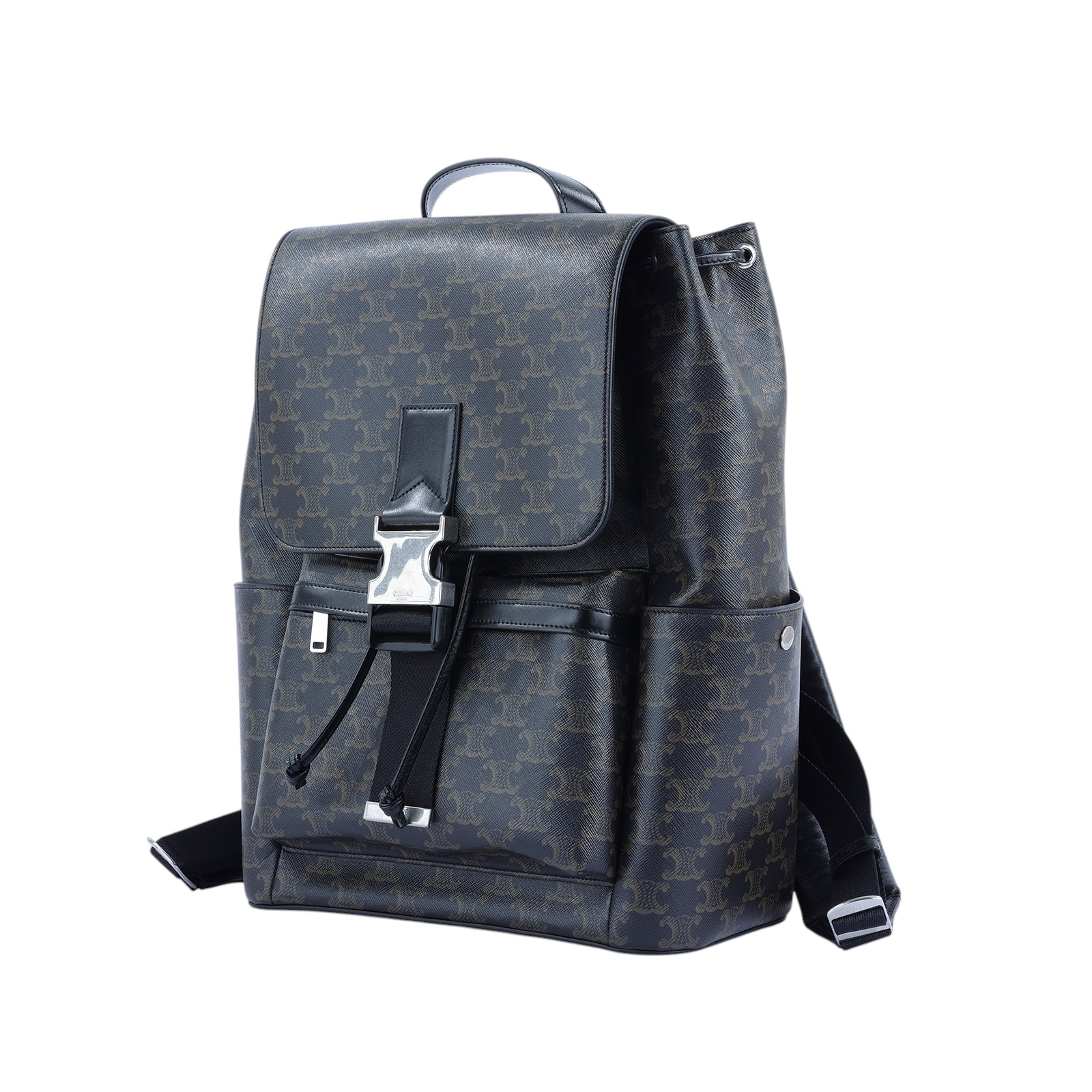 思琳 CELINE 背包 標誌印花 牛皮革 120812GL7 黑凱旋門後背包 防塵袋