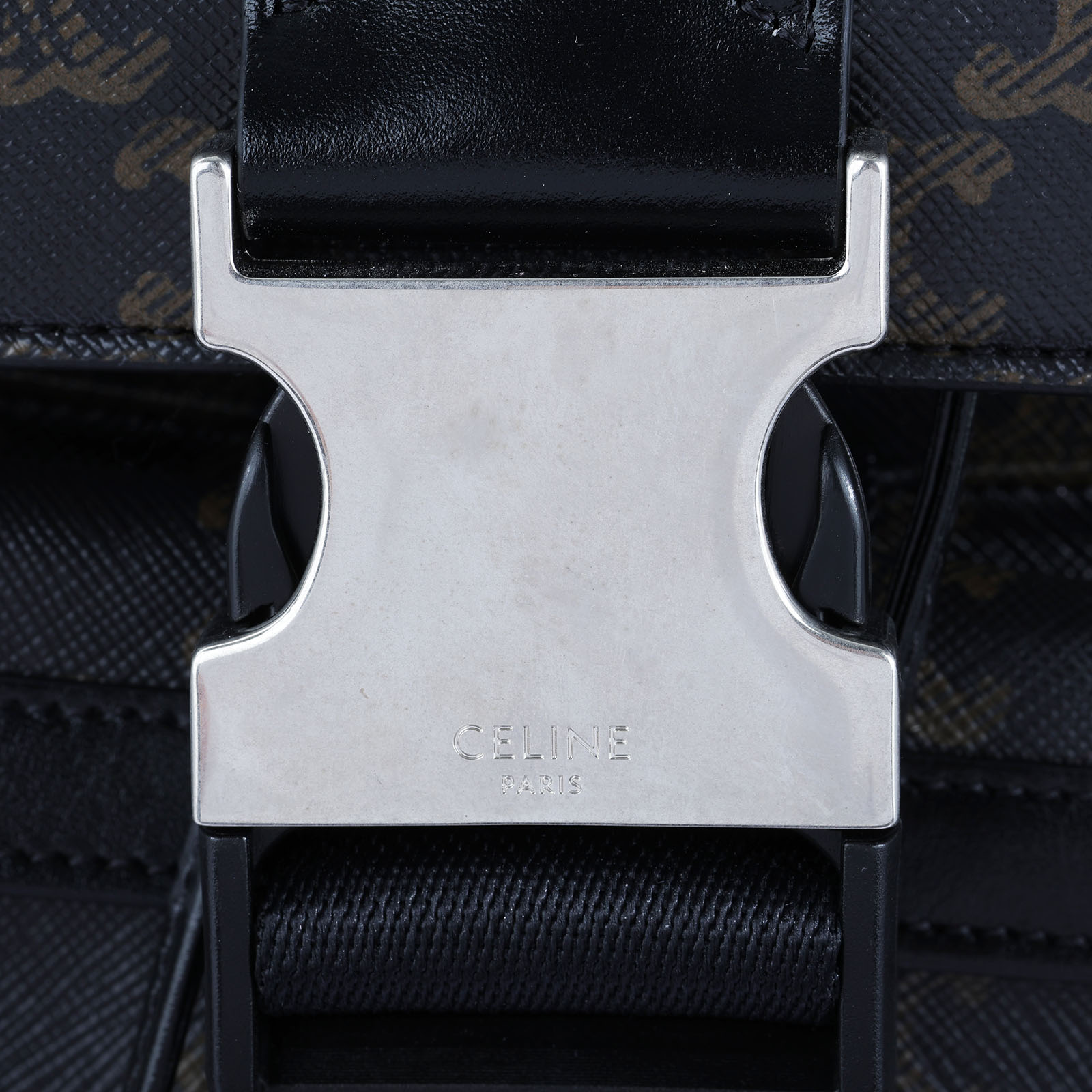 思琳 CELINE 背包 標誌印花 牛皮革 120812GL7 黑凱旋門後背包 防塵袋