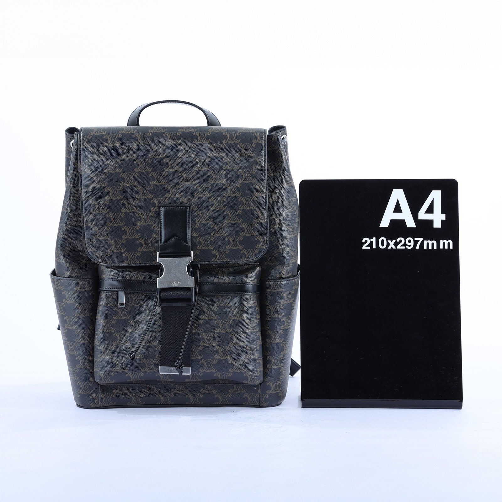 思琳 CELINE 背包 標誌印花 牛皮革 120812GL7 黑凱旋門後背包 防塵袋