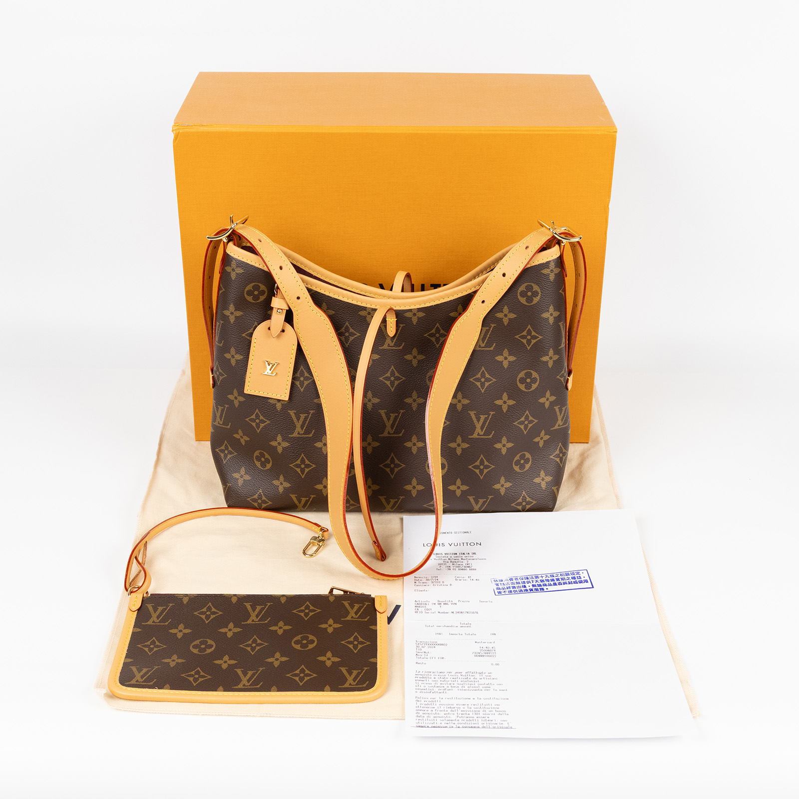 路易威登 LOUIS VUITTON CarryAll PM 原花 肩背包 M46203 晶片款  原廠盒子/防塵袋/內袋/購買證明影本