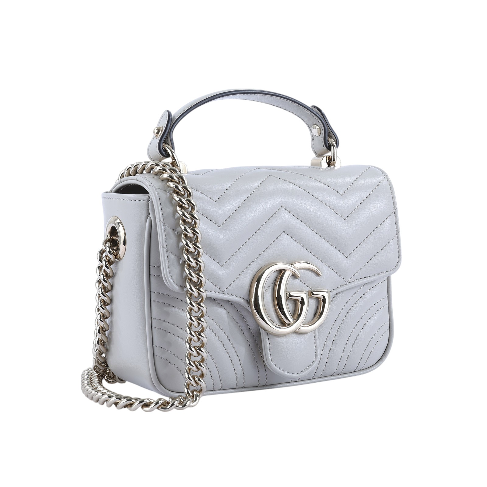 古馳 GUCCI GG Marmont 迷你 手提包 811238 灰MARMONT 迷你提把 2WAY 原廠盒子/防塵袋/購買證明正本