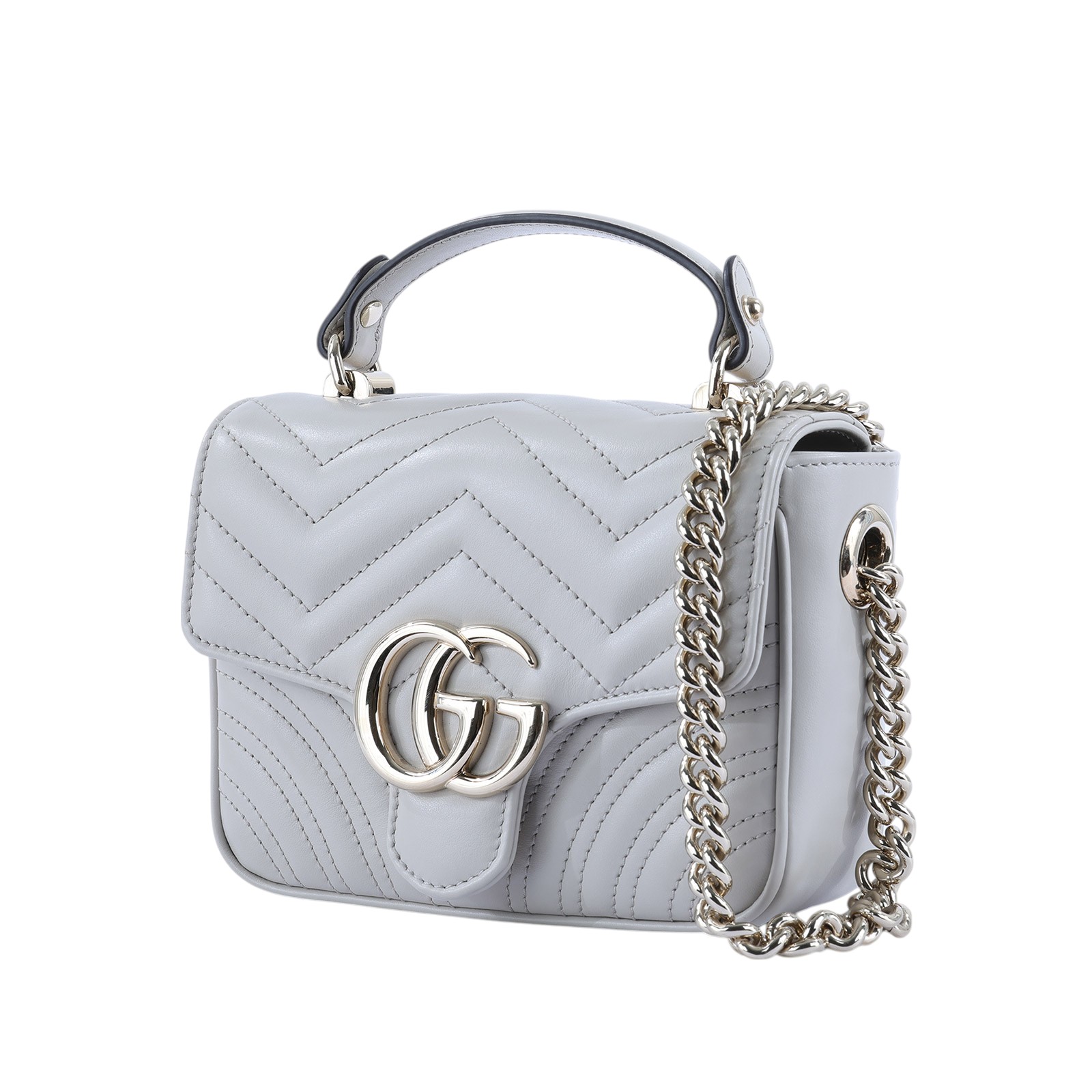 古馳 GUCCI GG Marmont 迷你 手提包 811238 灰MARMONT 迷你提把 2WAY 原廠盒子/防塵袋/購買證明正本