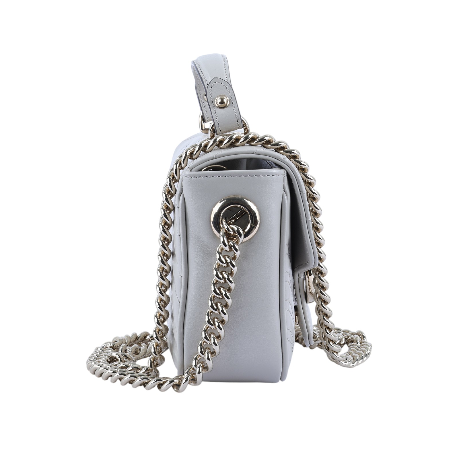 古馳 GUCCI GG Marmont 迷你 手提包 811238 灰MARMONT 迷你提把 2WAY 原廠盒子/防塵袋/購買證明正本