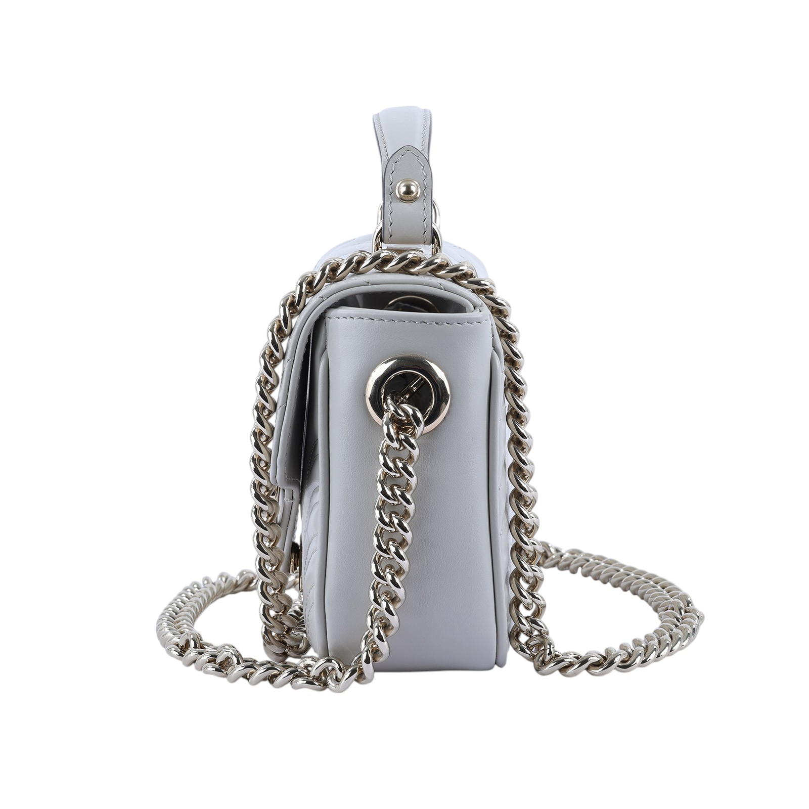 古馳 GUCCI GG Marmont 迷你 手提包 811238 灰MARMONT 迷你提把 2WAY 原廠盒子/防塵袋/購買證明正本