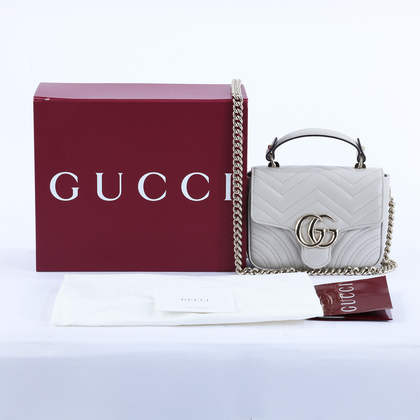 古馳 GUCCI GG Marmont 迷你 手提包 811238 灰MARMONT 迷你提把 2WAY 原廠盒子/防塵袋/購買證明正本