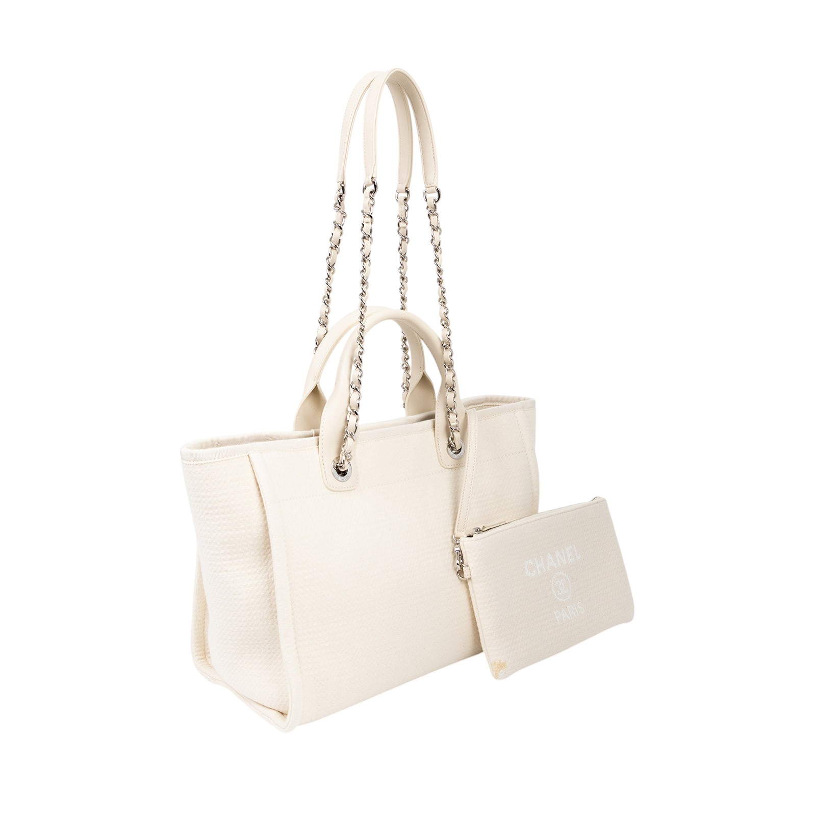 香奈兒 CHANEL 海灘包 大型 A66941 晶片款 米白DEAUVILLE沙灘包 內袋/防塵袋