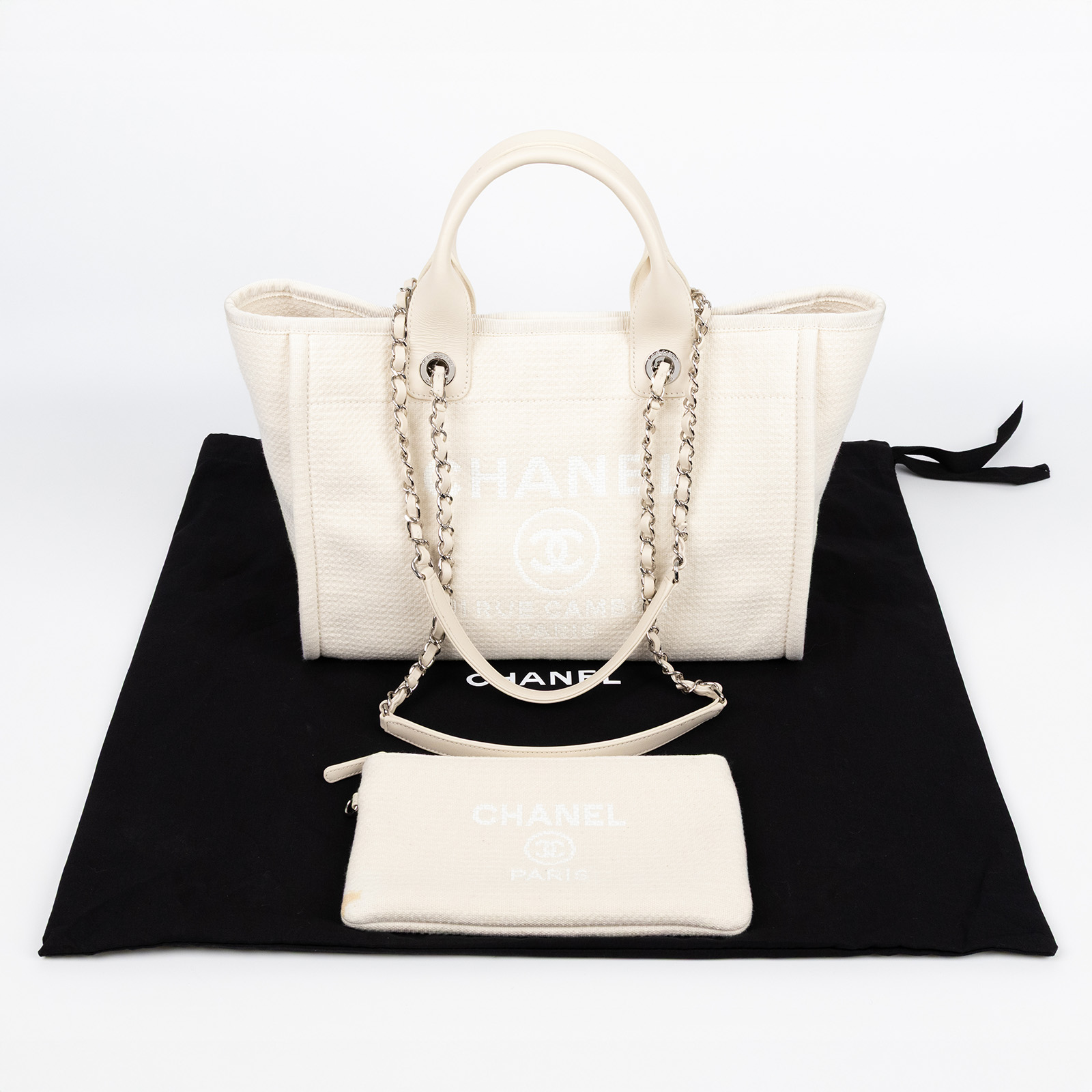 香奈兒 CHANEL 海灘包 大型 A66941 晶片款 米白DEAUVILLE沙灘包 內袋/防塵袋