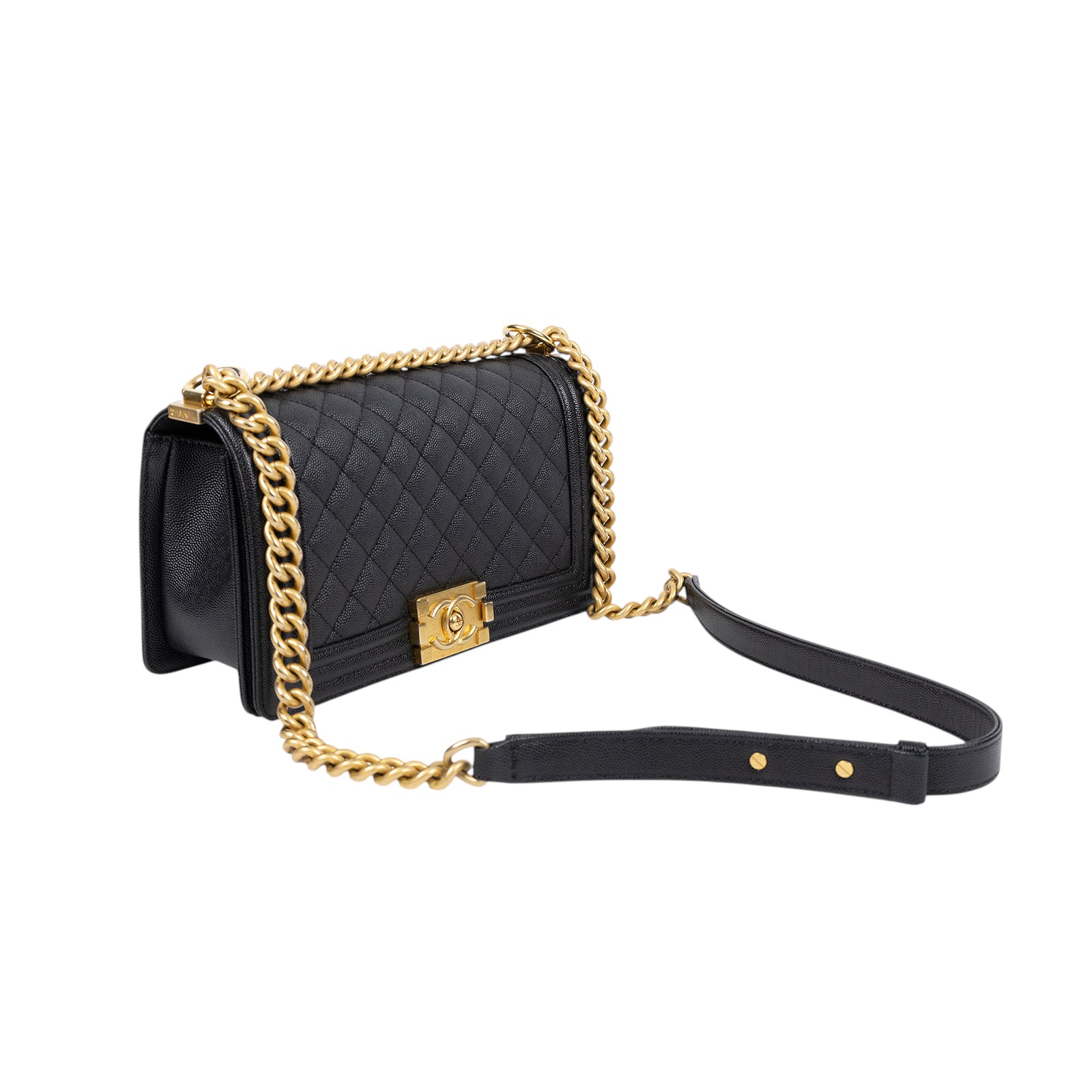 香奈兒 CHANEL Boy 25 口蓋包 A67086 晶片款 黑金荔枝BOY25 原廠盒子/防塵袋