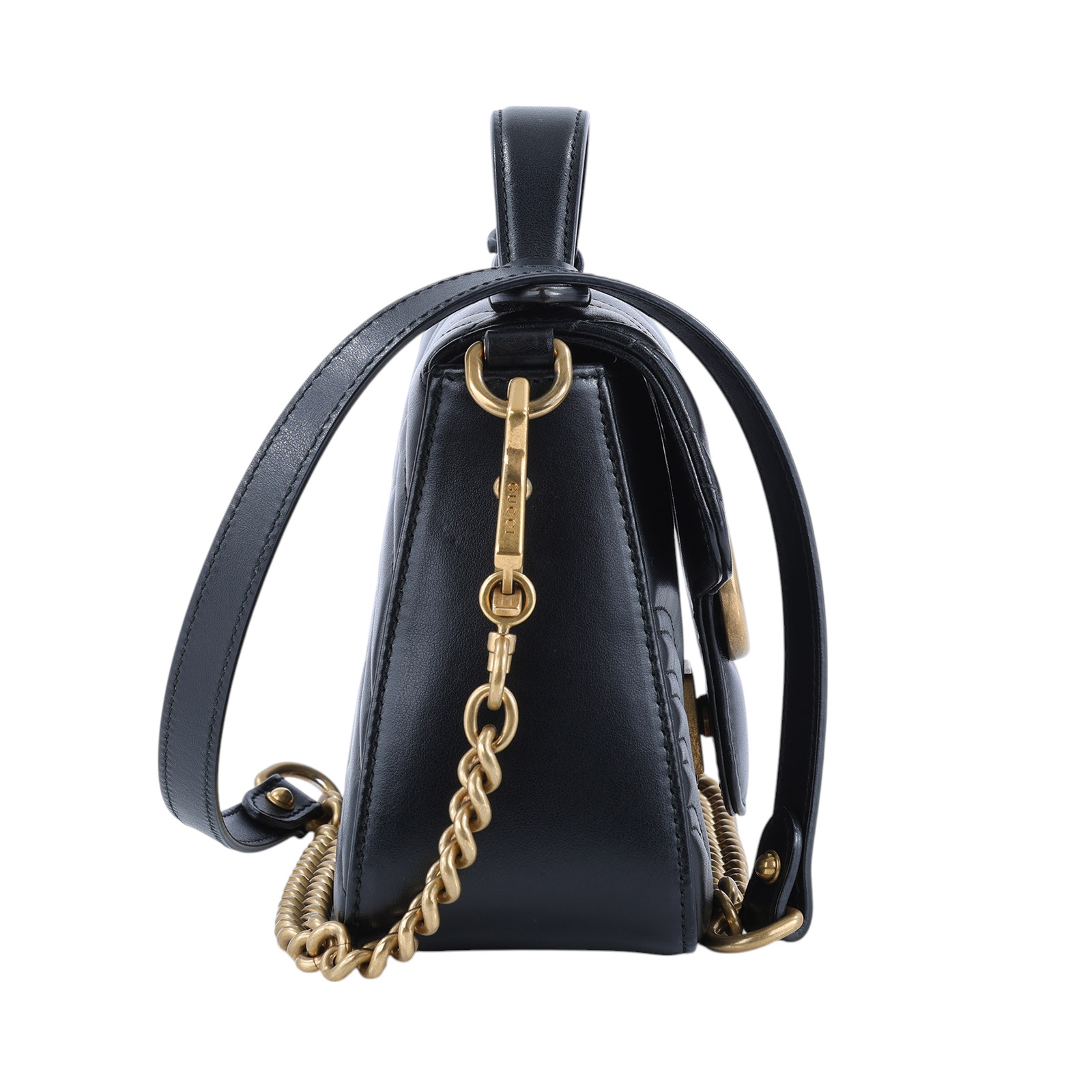 古馳 GUCCI GG Marmont 迷你 肩背 手挽袋 547260 黑MARMONT HANDLE小號 購買證明正本/防塵袋