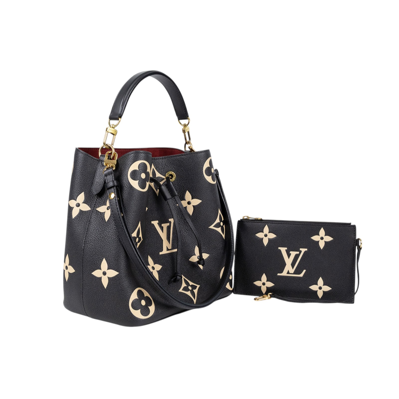 路易威登 LOUIS VUITTON NéoNoé MM 皮革 肩背 水桶包 黑色/奶油色 M45497 晶片款 黑NEONOE MM 防塵袋