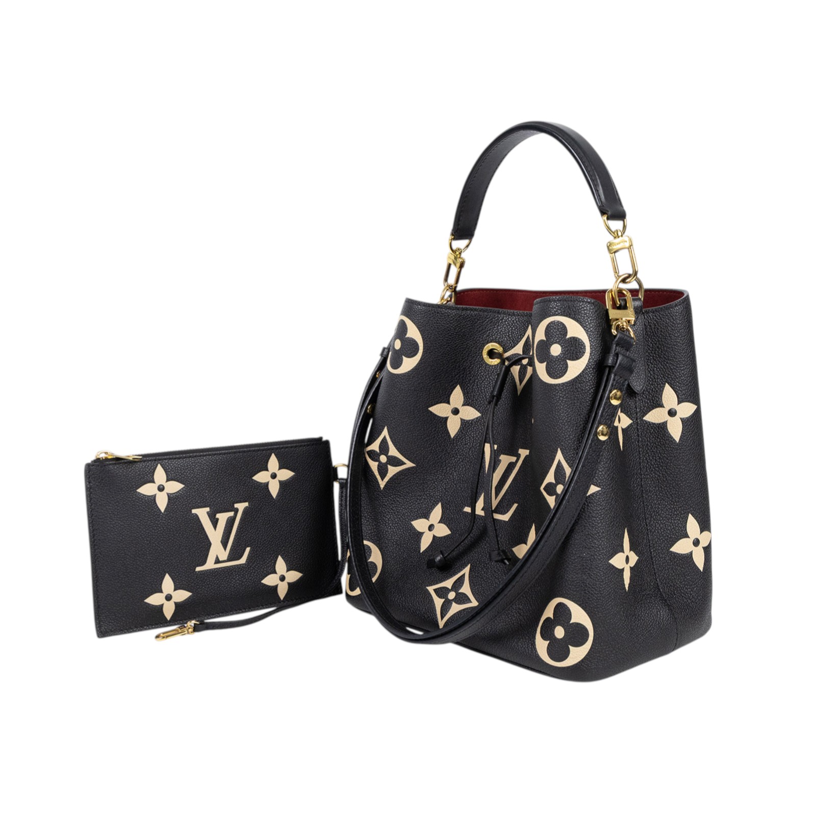 路易威登 LOUIS VUITTON NéoNoé MM 皮革 肩背 水桶包 黑色/奶油色 M45497 晶片款 黑NEONOE MM 防塵袋