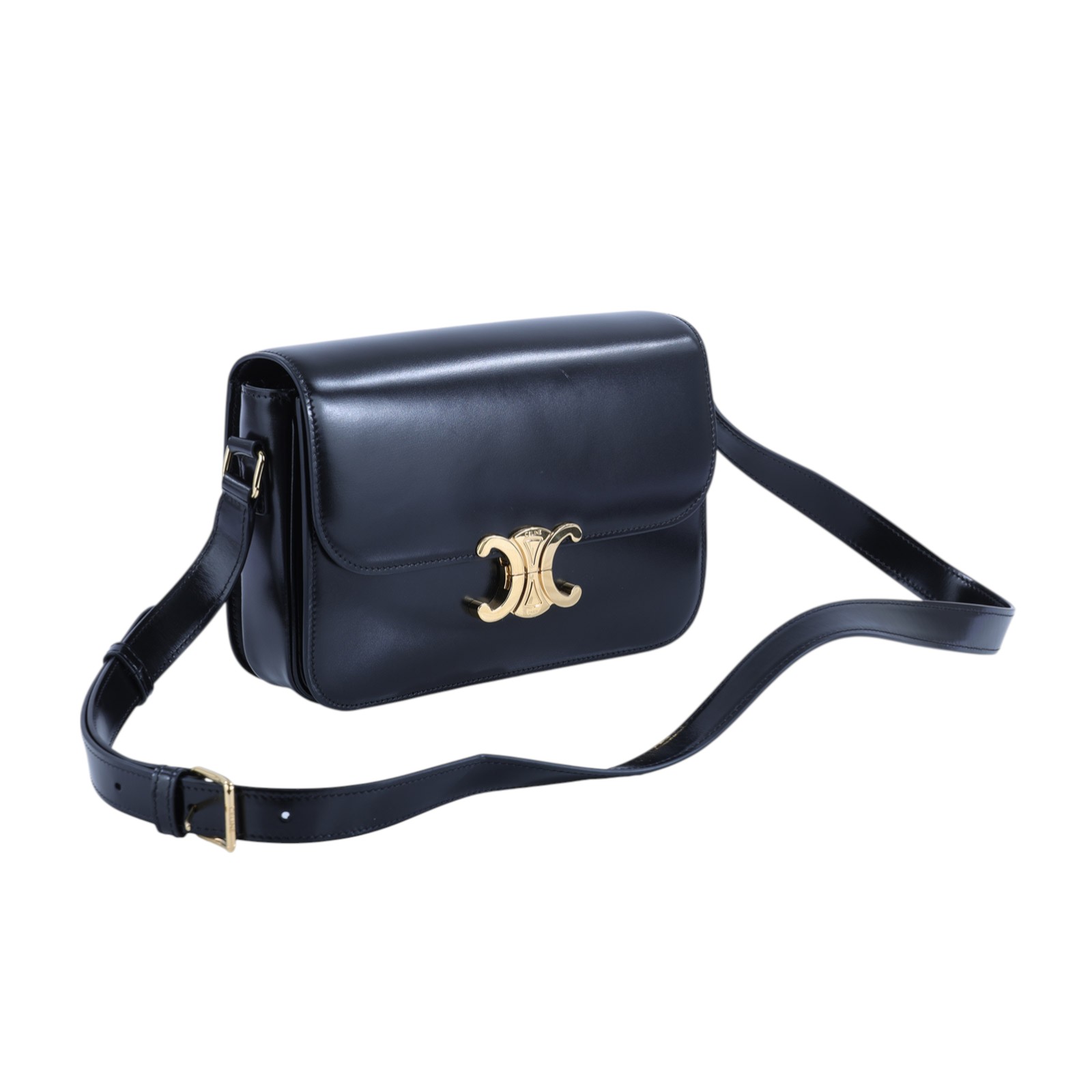 思琳 CELINE 亮面牛皮革 Classique Triomphe 凱旋門 肩背包 187363BF4 黑凱旋門TEEN TRIOMPHE 防塵袋