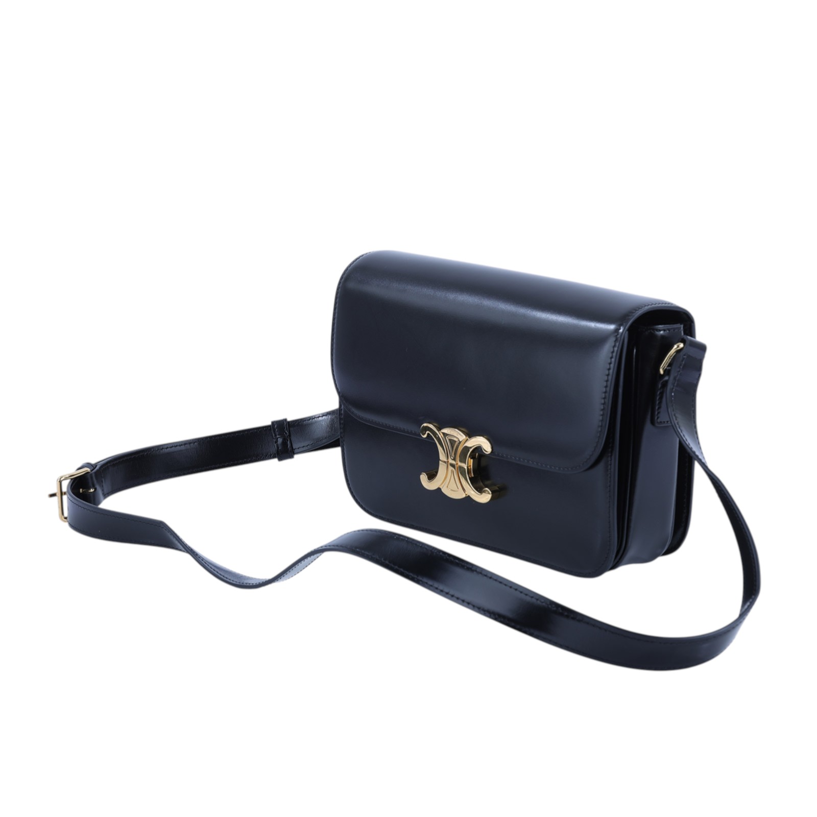 思琳 CELINE 亮面牛皮革 Classique Triomphe 凱旋門 肩背包 187363BF4 黑凱旋門TEEN TRIOMPHE 防塵袋