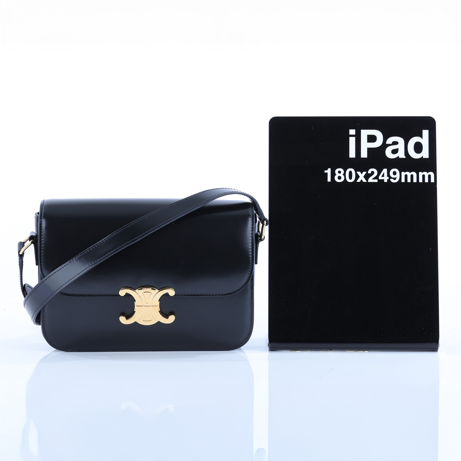 思琳 CELINE 亮面牛皮革 Classique Triomphe 凱旋門 肩背包 187363BF4 黑凱旋門TEEN TRIOMPHE 防塵袋