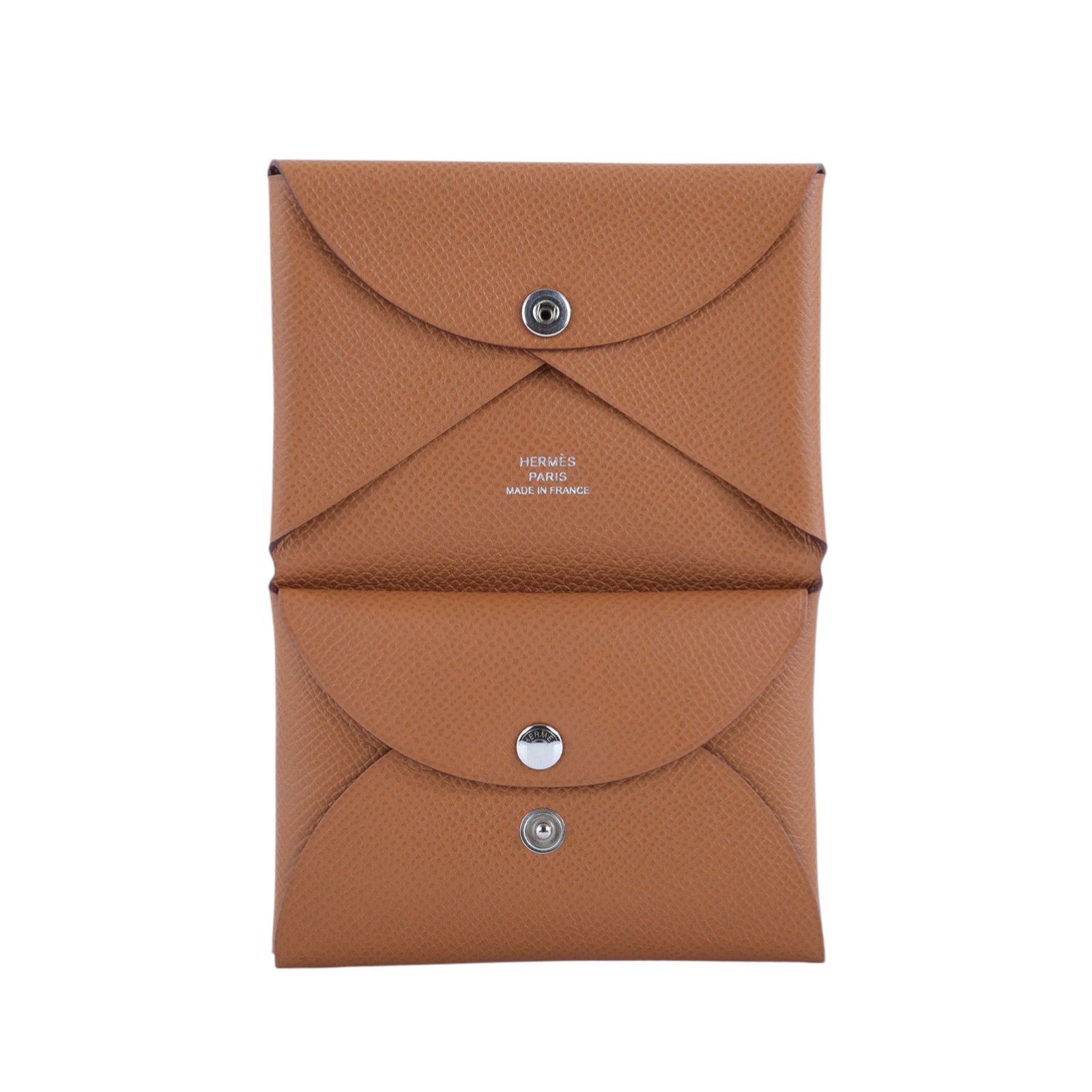 愛馬仕 Hermes Calvi Duo 卡包 金棕 銀色五金 H083035CK37 W刻金棕CALVI DUO 原廠盒子/購買證明影本