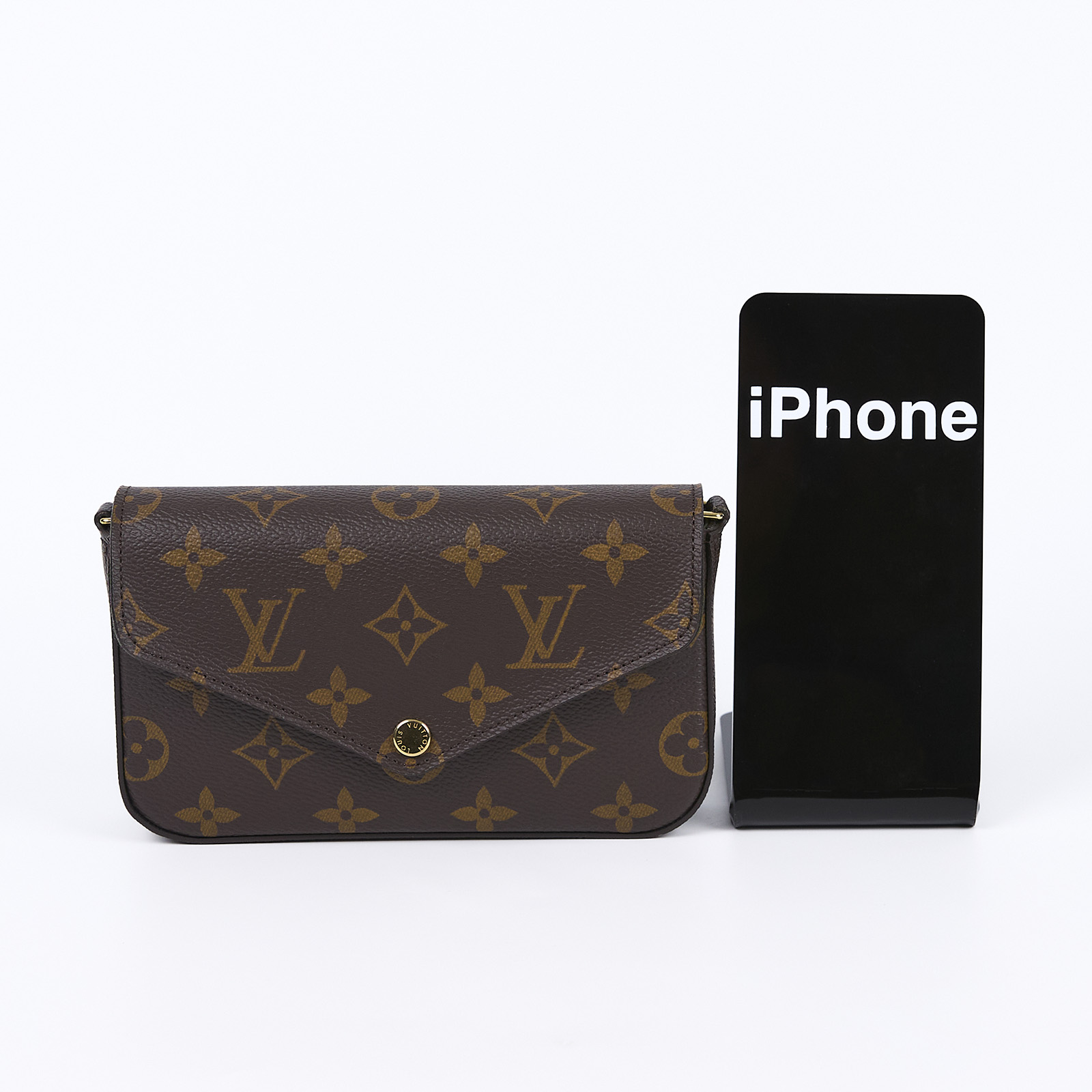 路易威登 LOUIS VUITTON Félicie Strap & Go 卡其綠 經典帆布 牛皮飾邊 提花 手拿 肩背包 M80091 晶片款  防塵袋/原廠盒子