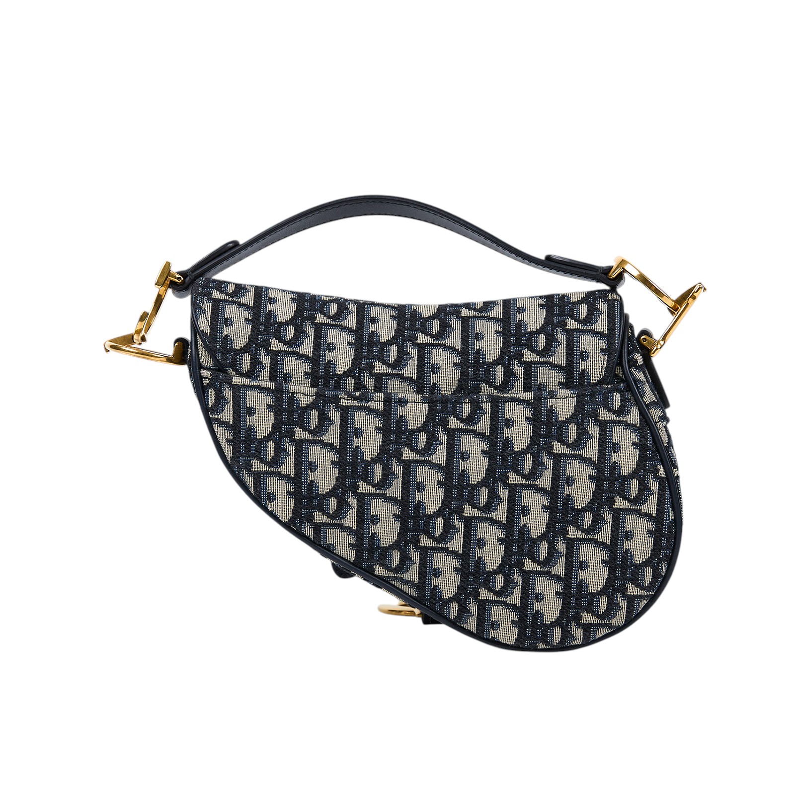 迪奧 CHRISTIAN DIOR Saddle 迷你 馬鞍包 手提 肩背包 藍色 緹花 M0456CTZQ OBLIQUE SADDLE MINI 防塵袋