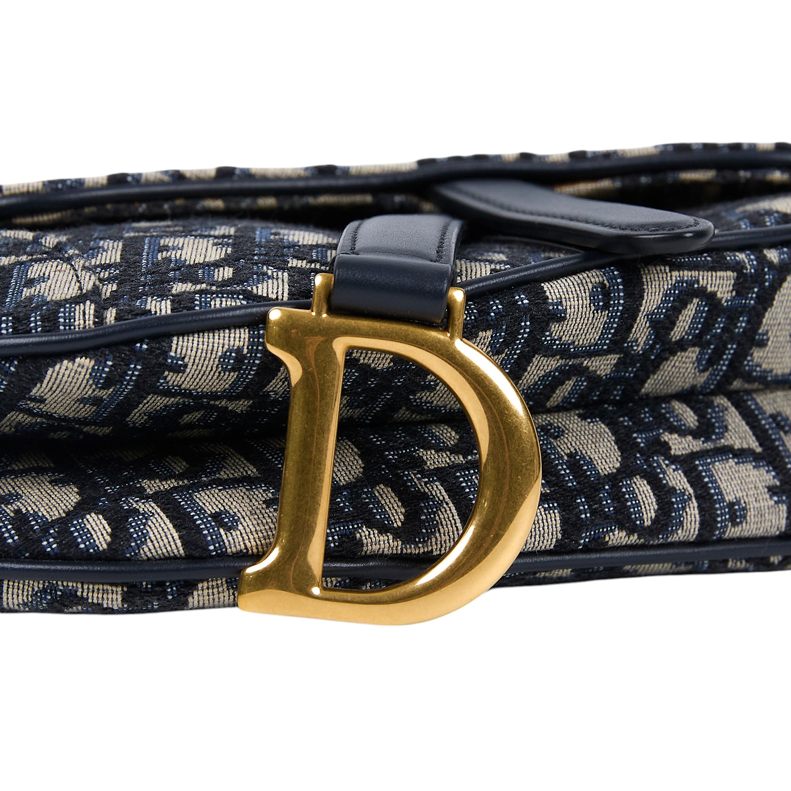 迪奧 CHRISTIAN DIOR Saddle 迷你 馬鞍包 手提 肩背包 藍色 緹花 M0456CTZQ OBLIQUE SADDLE MINI 防塵袋