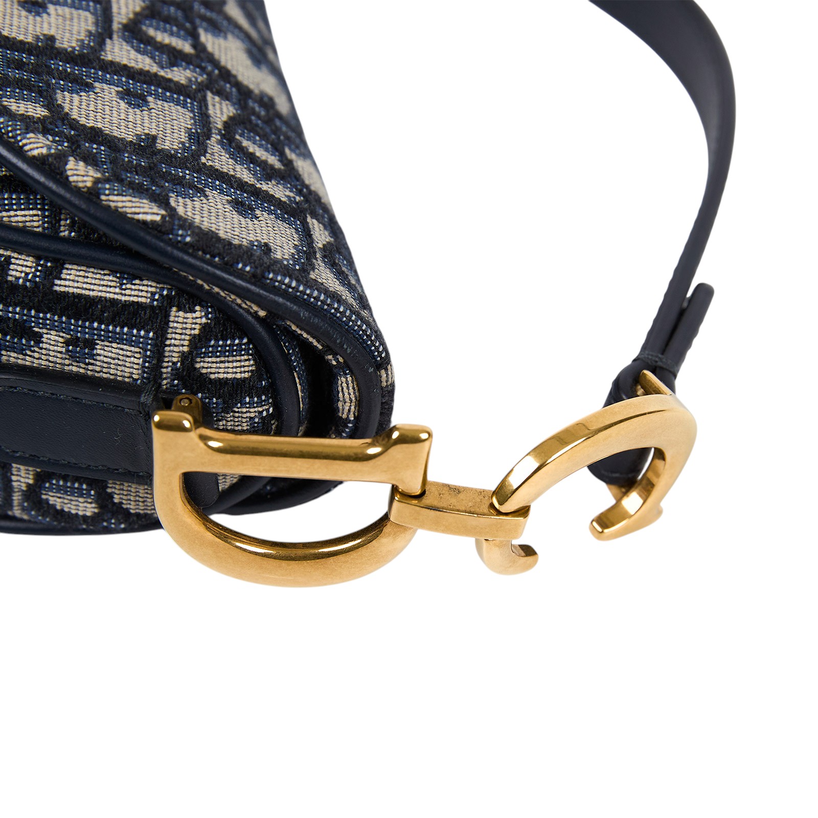 迪奧 CHRISTIAN DIOR Saddle 迷你 馬鞍包 手提 肩背包 藍色 緹花 M0456CTZQ OBLIQUE SADDLE MINI 防塵袋