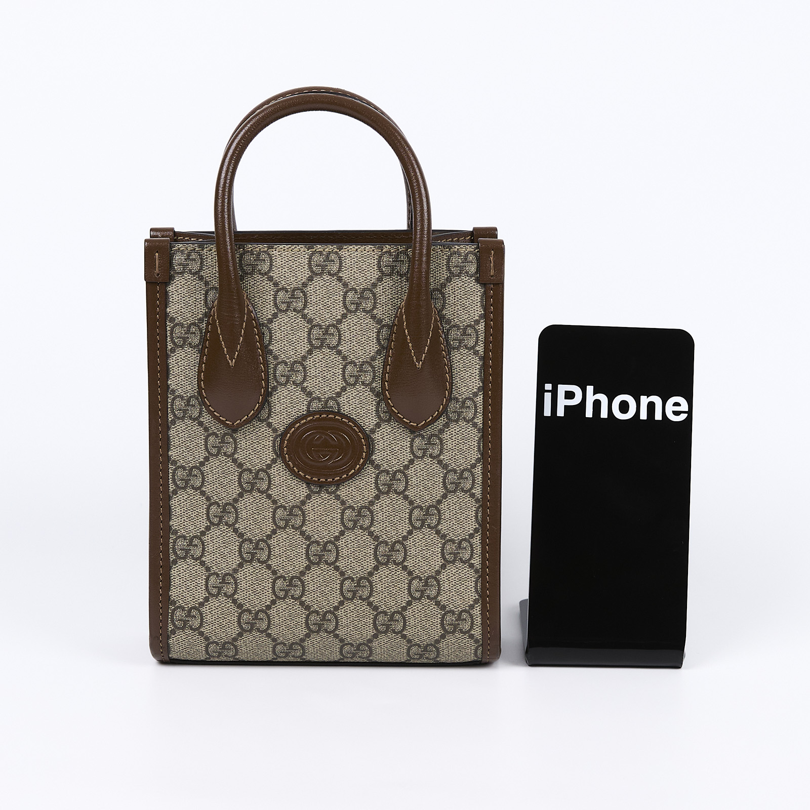 古馳 GUCCI Interlocking G 迷你 手提袋 671623 咖INTERLOCKING琴譜包 背帶/原廠盒子/防塵袋